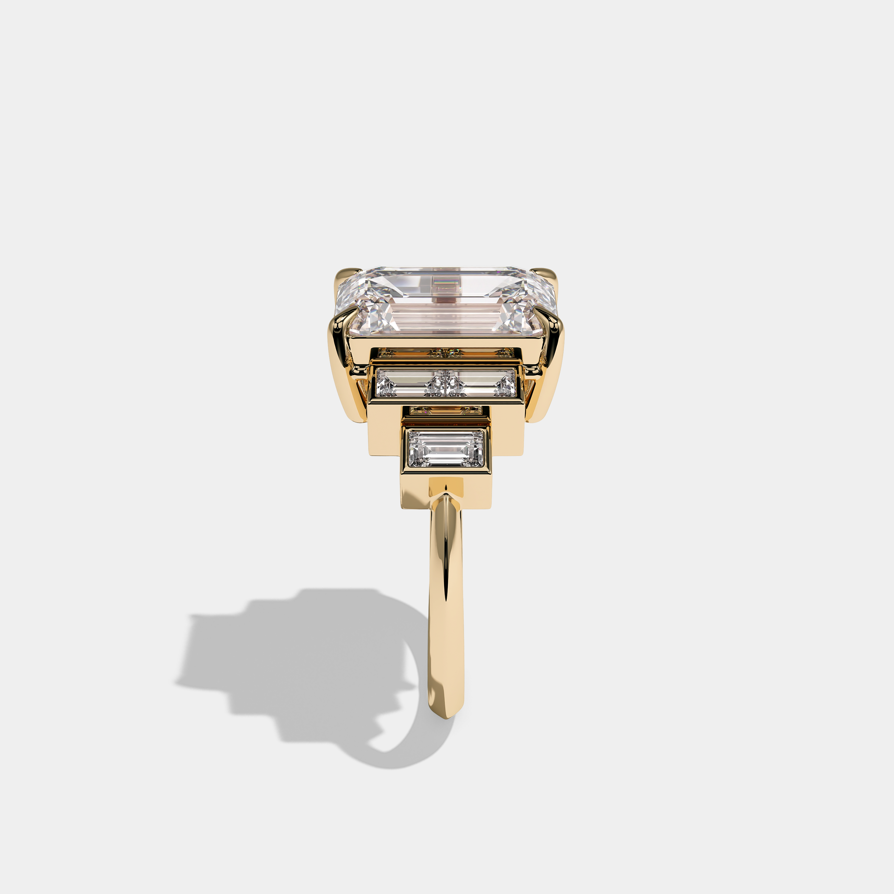 Bettie Diamond Emerald Cut Engagement Ring 18K Yellow Gold 11.00ct
