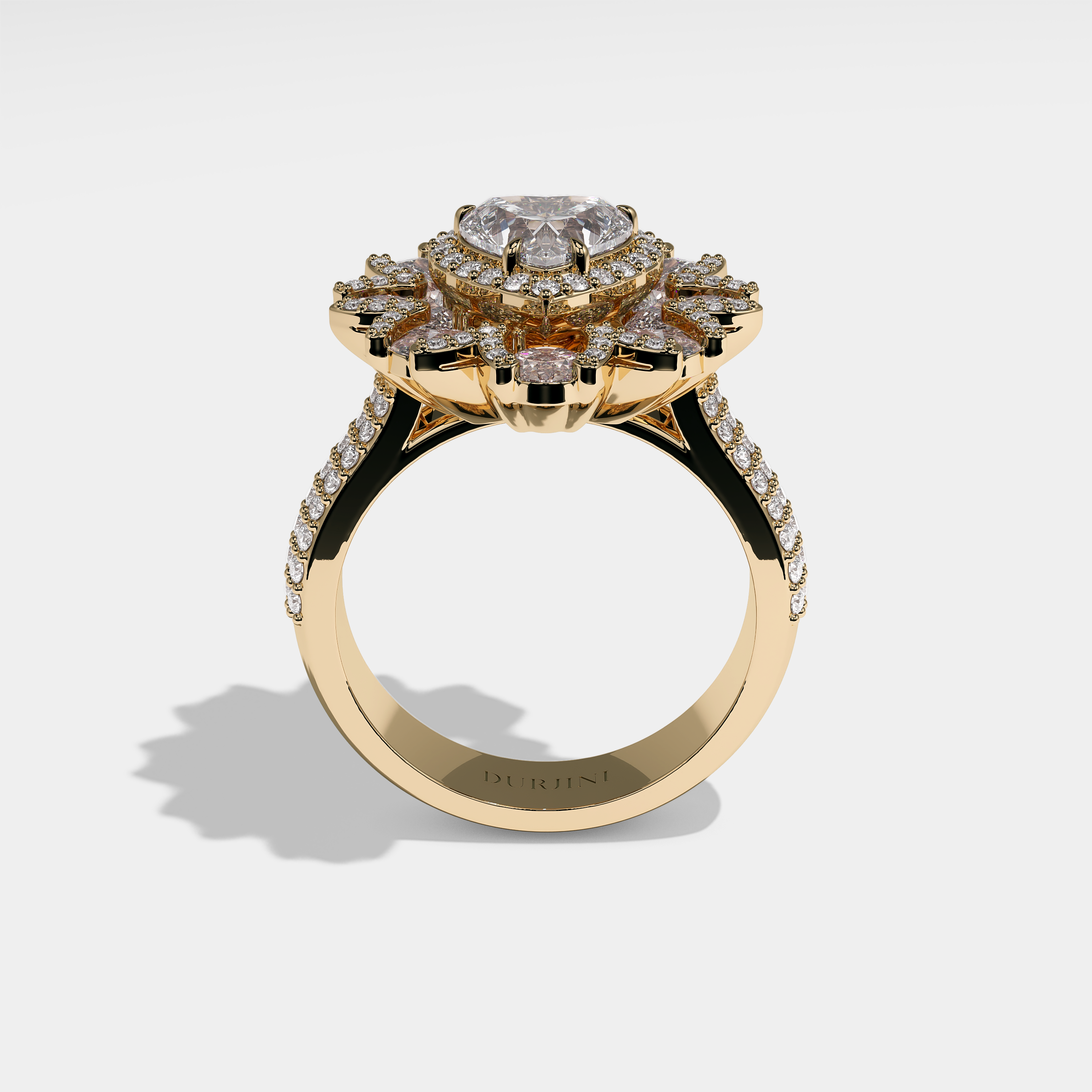 Mada Diamond Heart Halo Engagement Ring 18K Yellow Gold 15.00ct