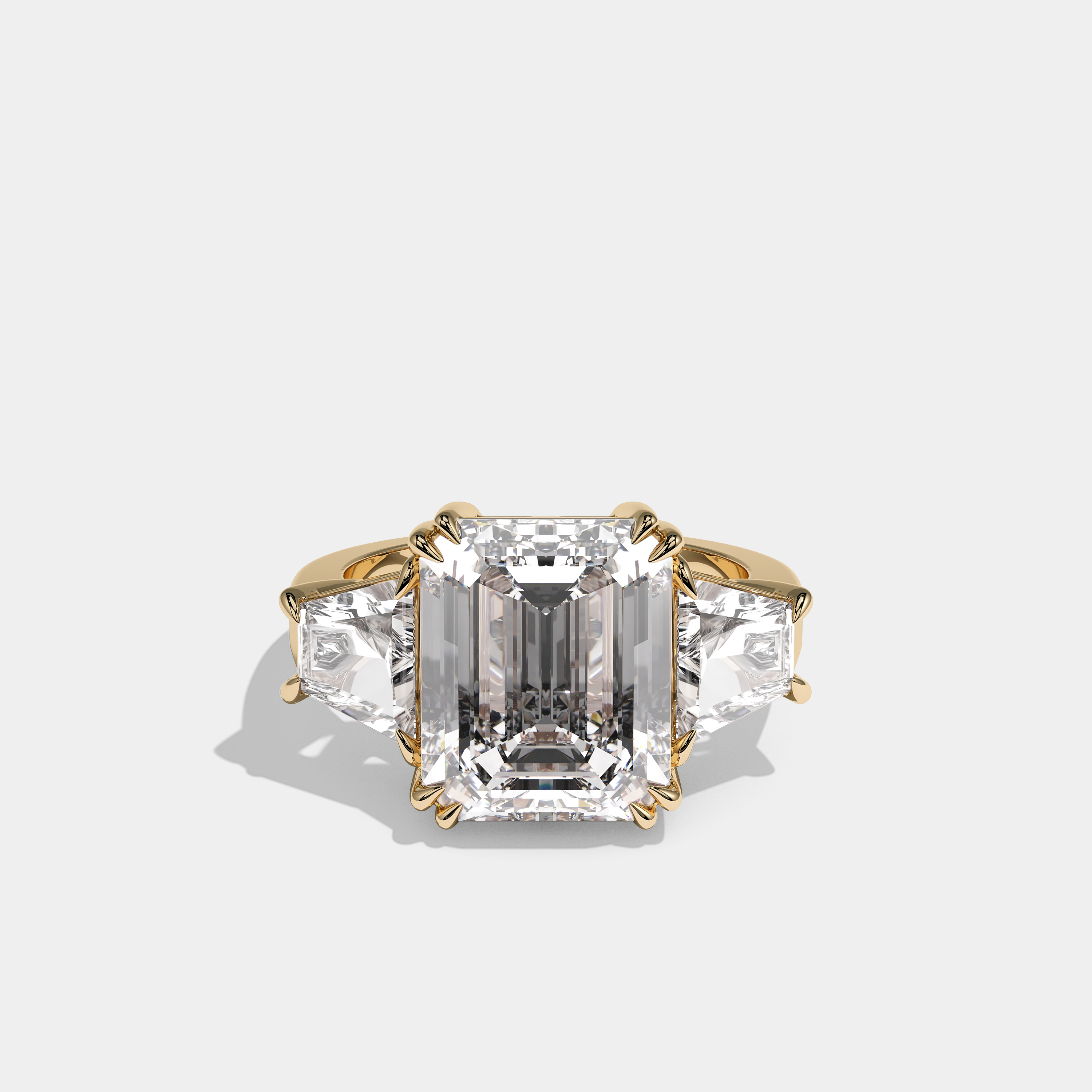 Bayley Diamond Emerald Cut Engagement Ring 18K Yellow Gold 11.00ct