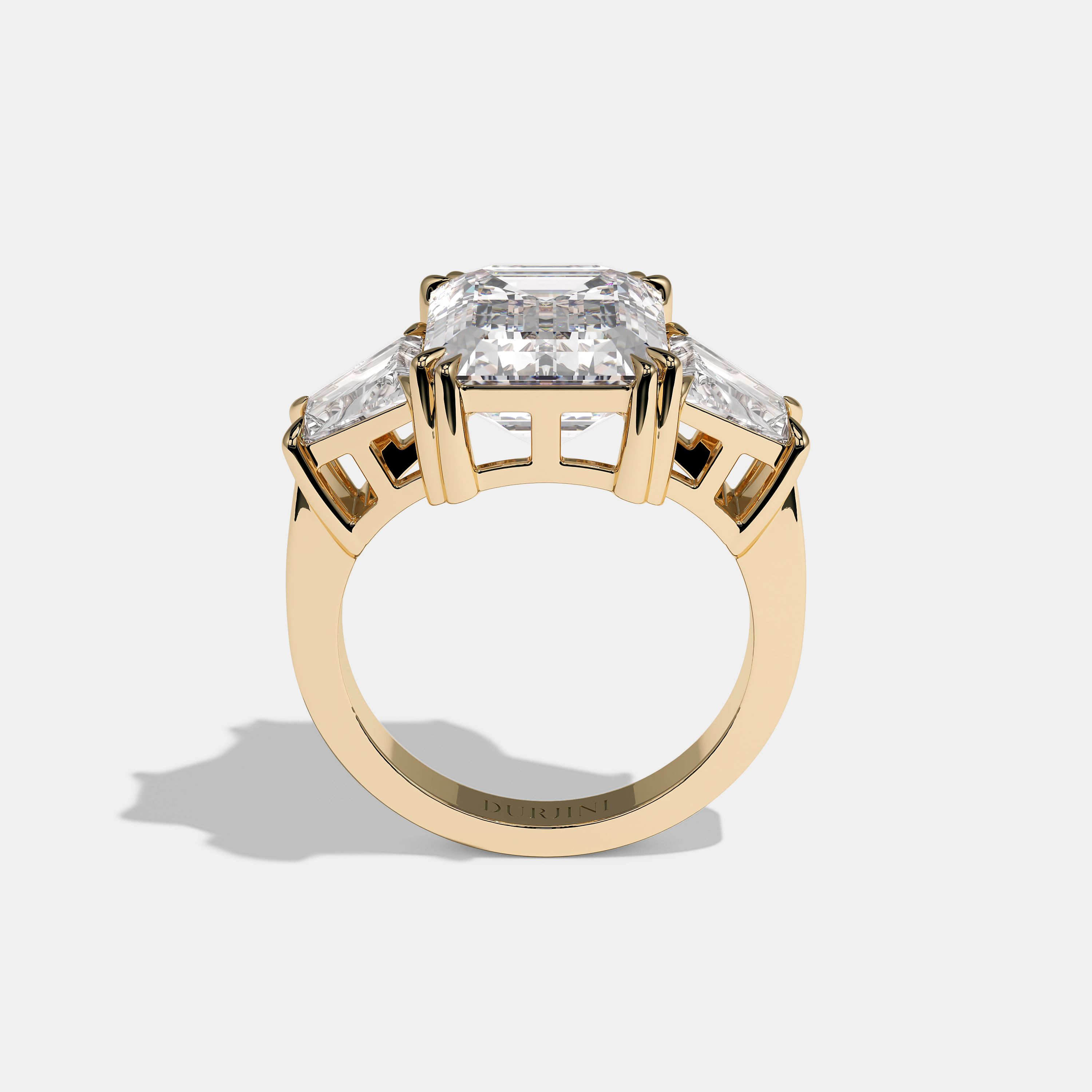 Bayley Diamond Emerald Cut Engagement Ring 18K Yellow Gold 11.00ct