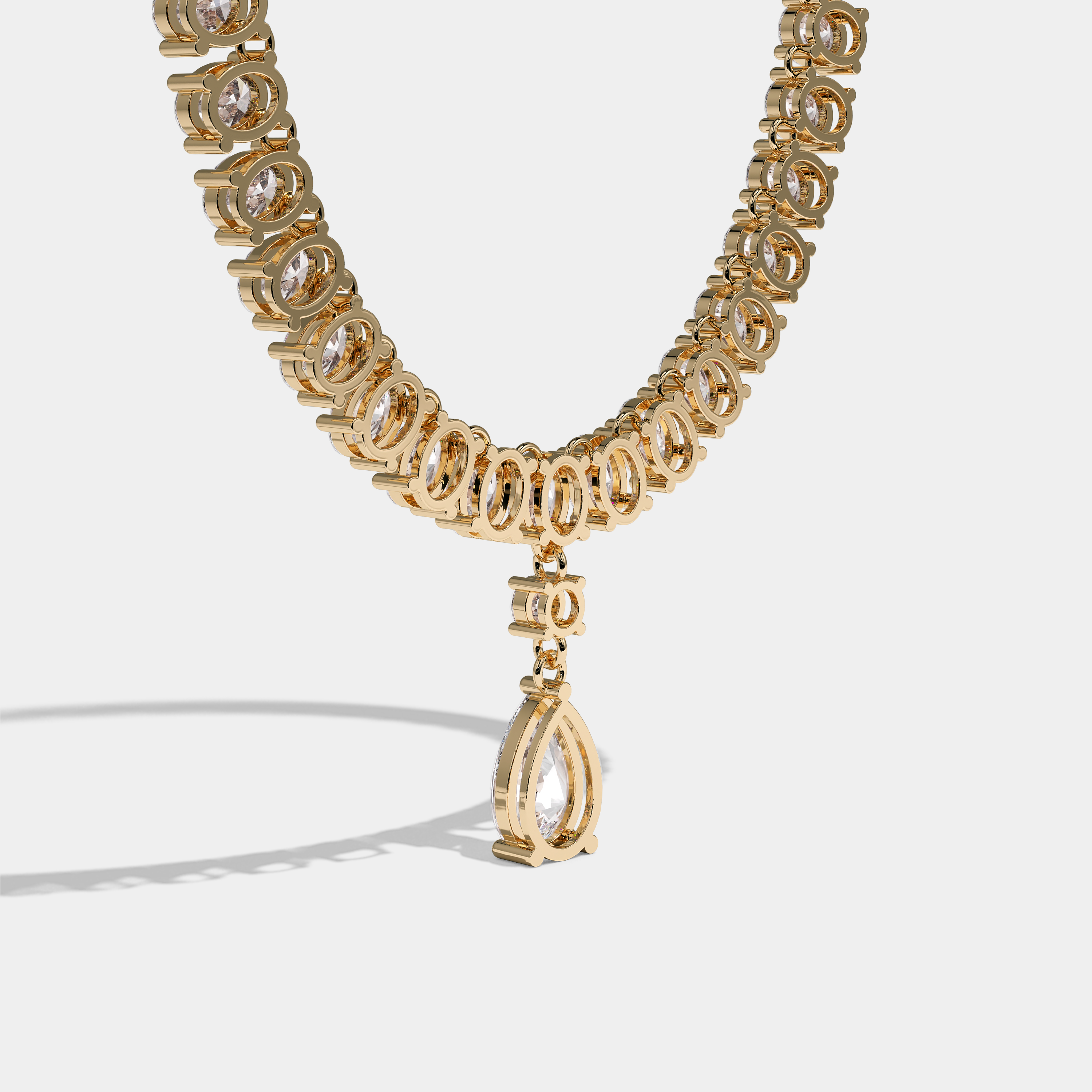 Abbie Diamond Pear Cut Halo Necklace 18K Yellow Gold 50.00ct