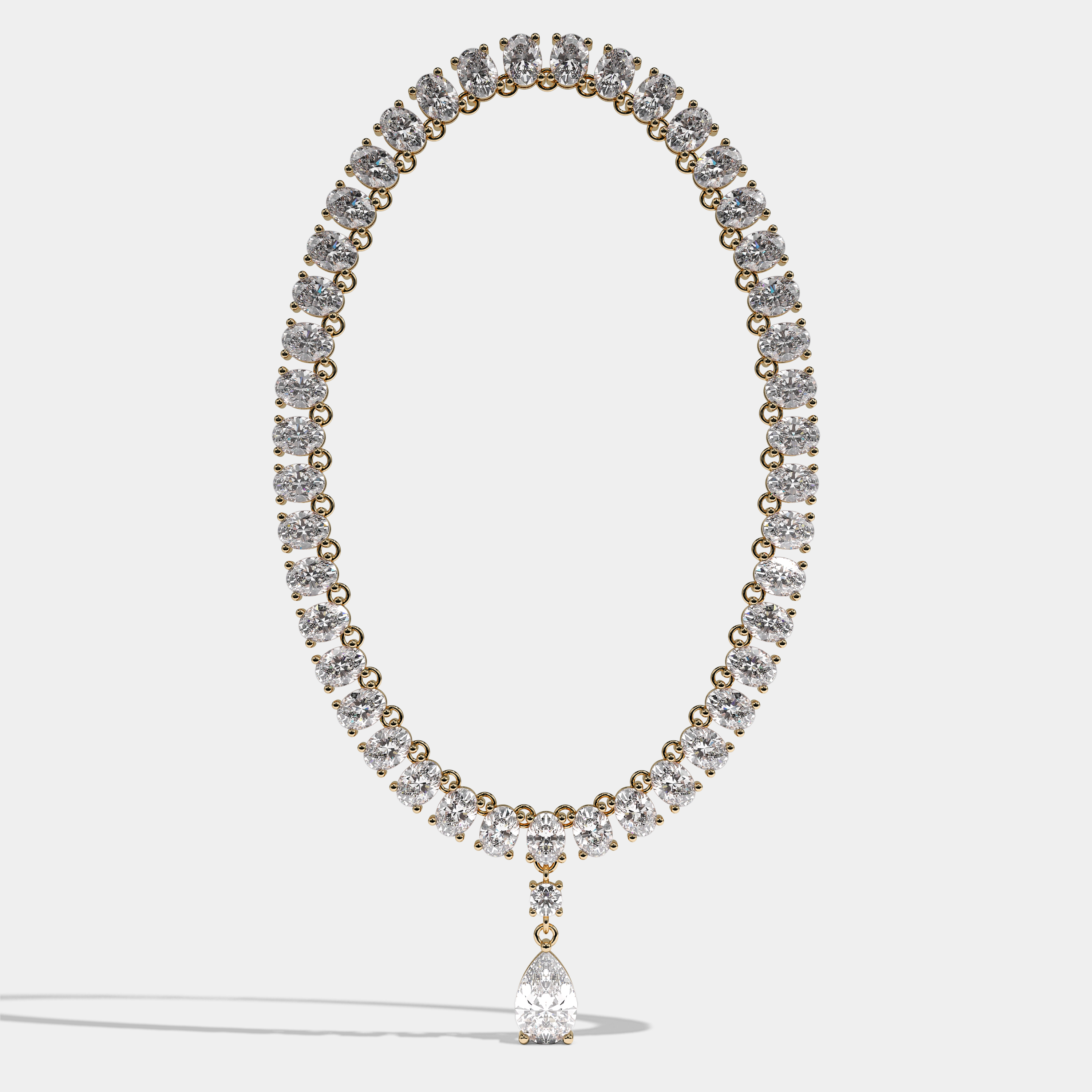Abbie Diamond Pear Cut Halo Necklace 18K Yellow Gold 50.00ct