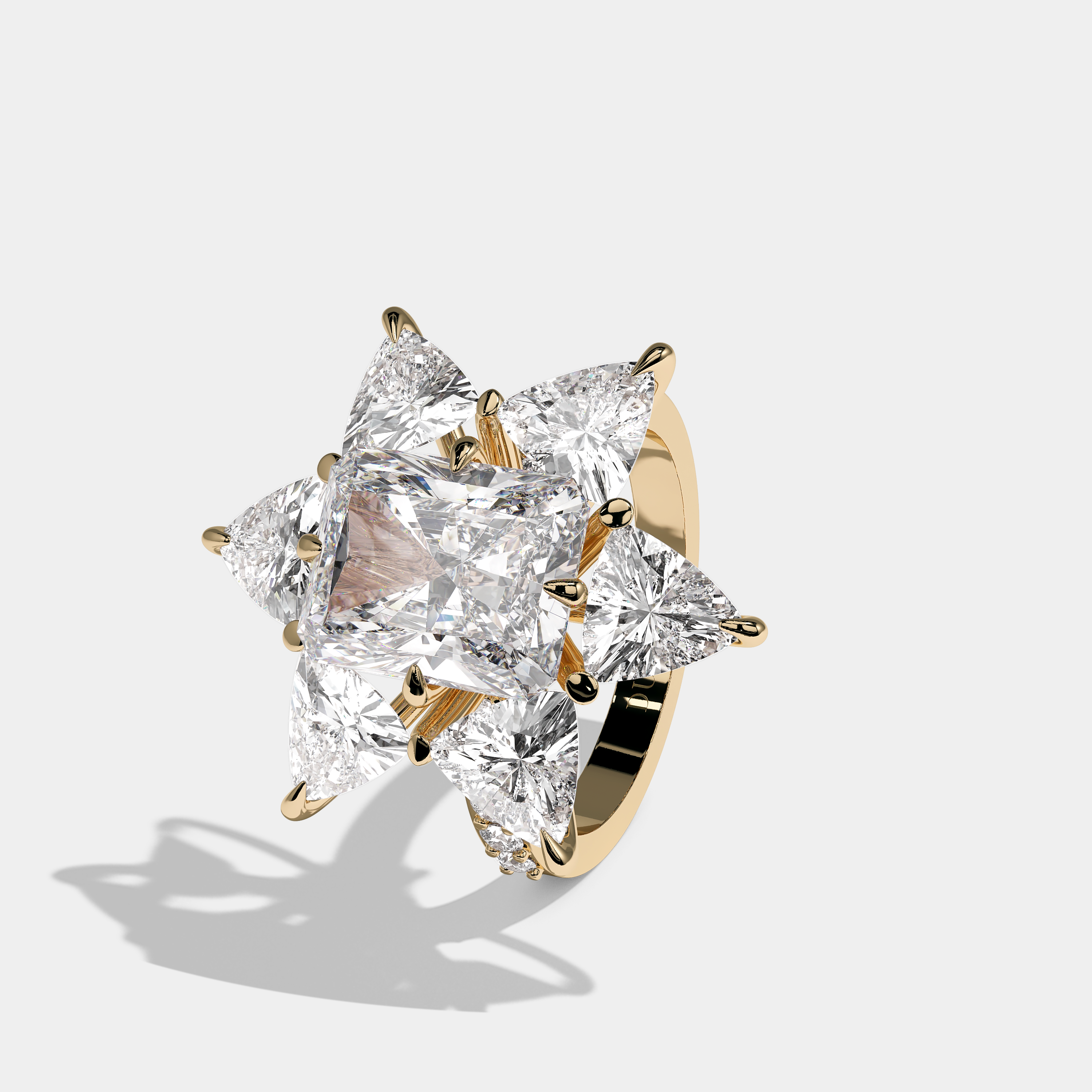 Nikki Diamond Radiant Cut Halo Engagement Ring 18K Yellow Gold 20.00ct
