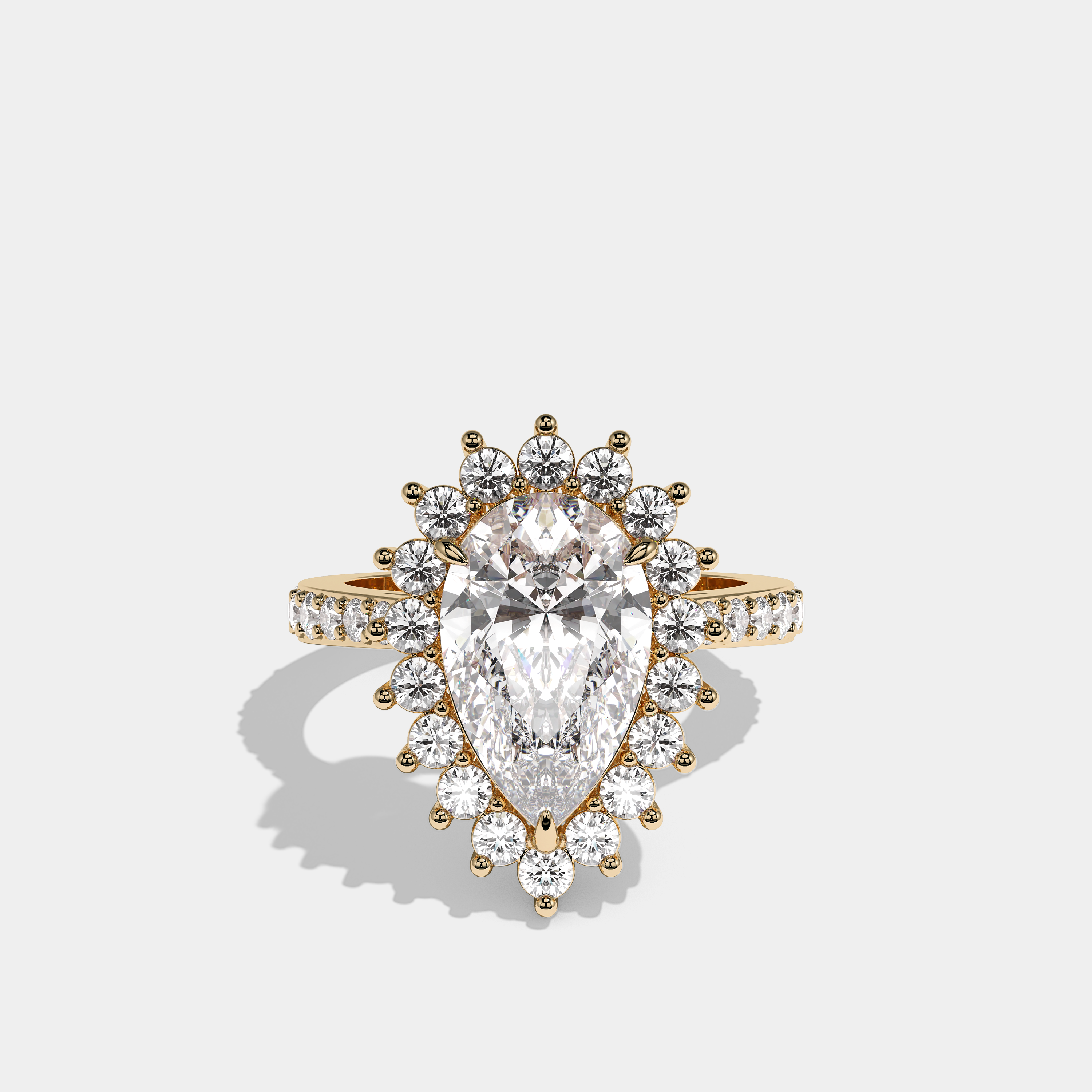 Lisa Diamond Pear Cut Halo Engagement Ring 18K Yellow Gold 20.00ct