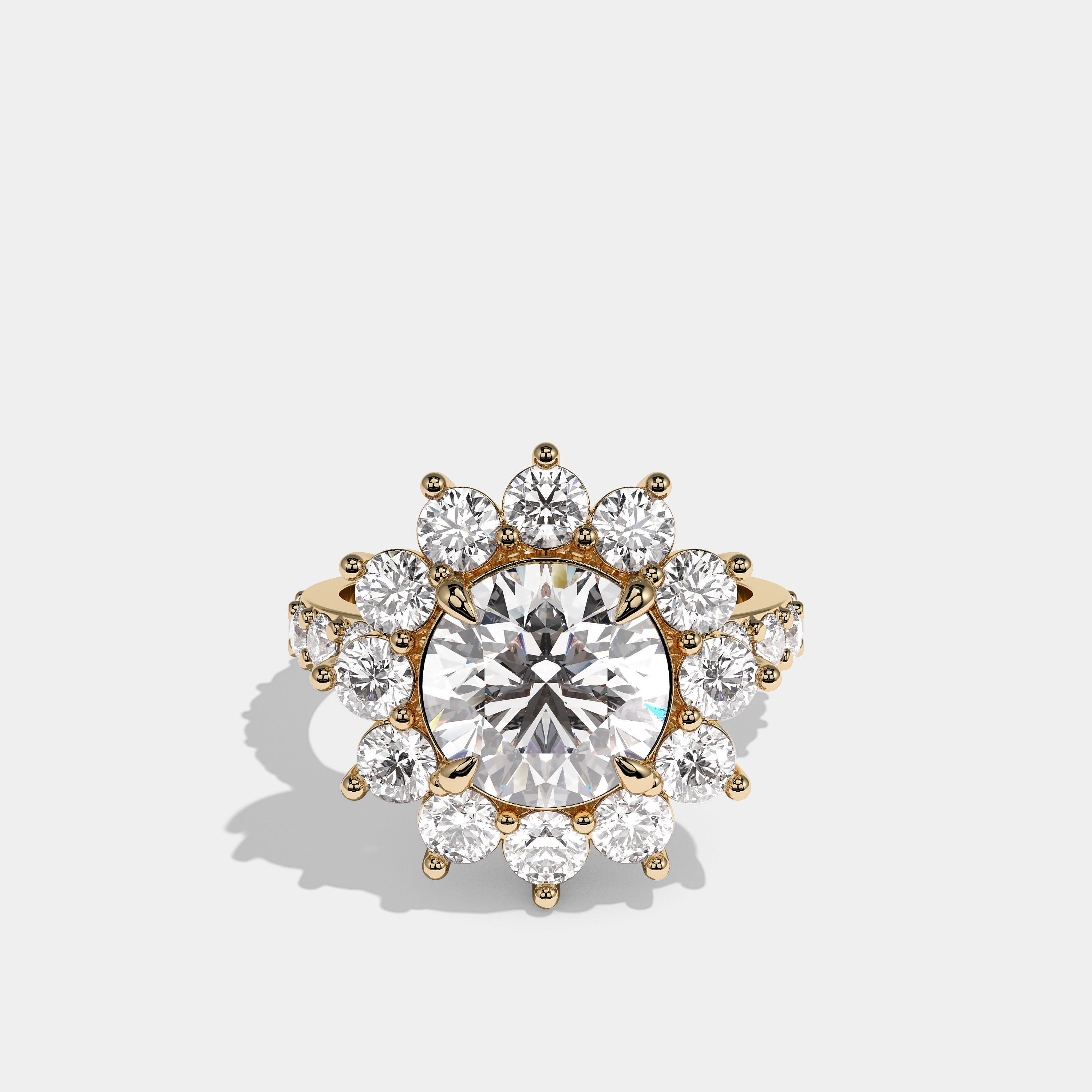 Loti Diamond Round Cut Halo Engagement Ring 18K Yellow Gold 20.00ct