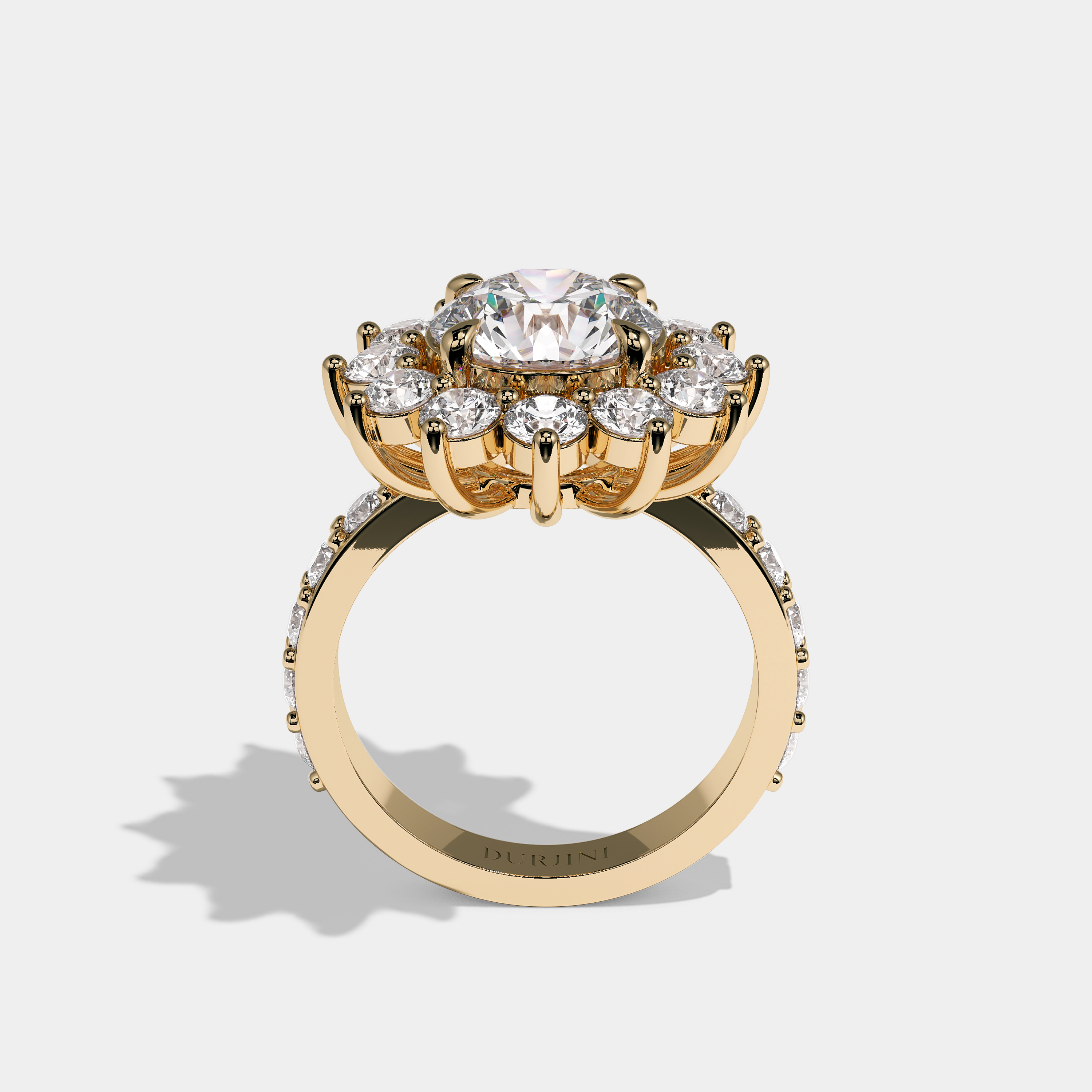 Loti Diamond Round Cut Halo Engagement Ring 18K Yellow Gold 20.00ct