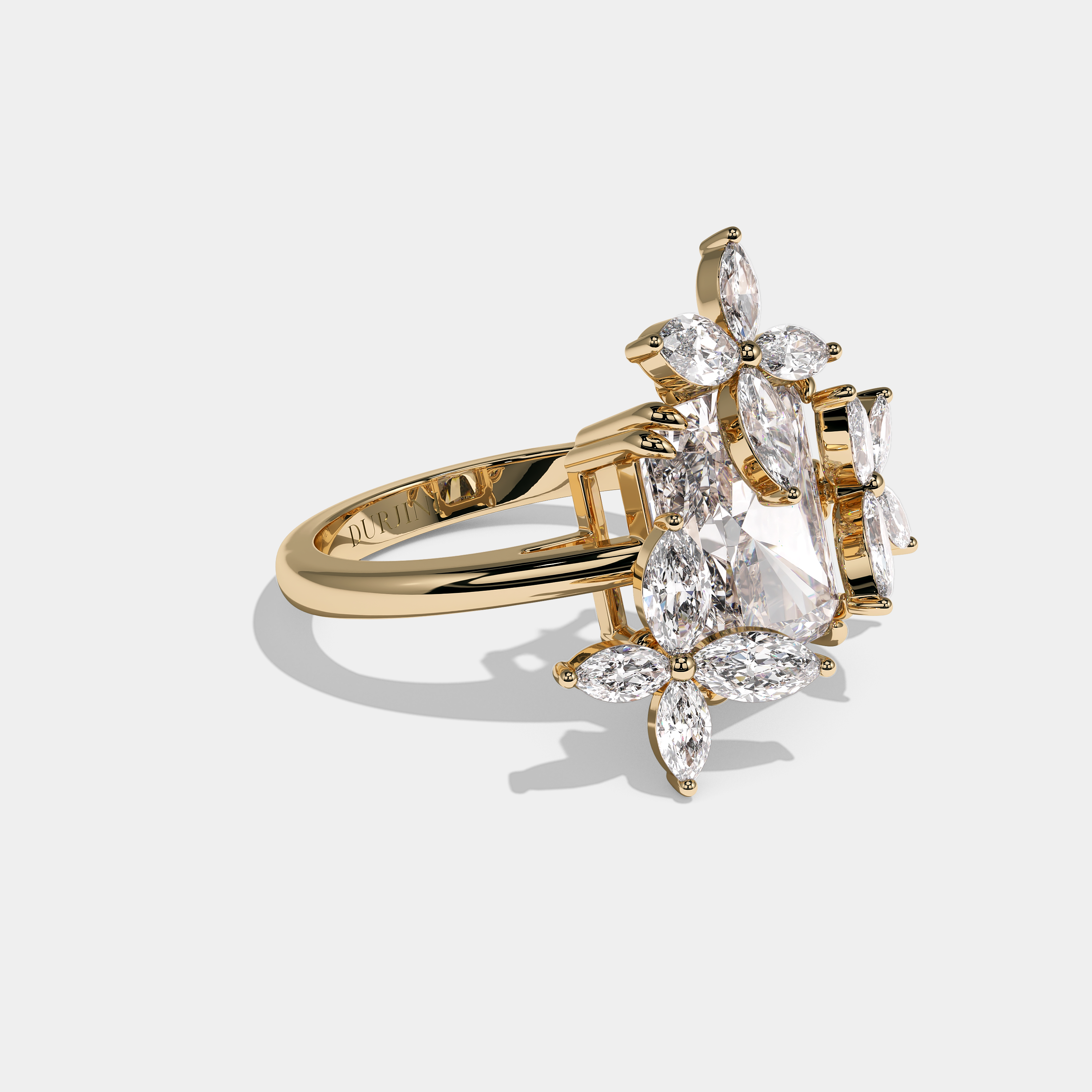 Charlotte Eclat Diamond Radiant Halo Engagement Ring 18K Yellow Gold 11.00ct