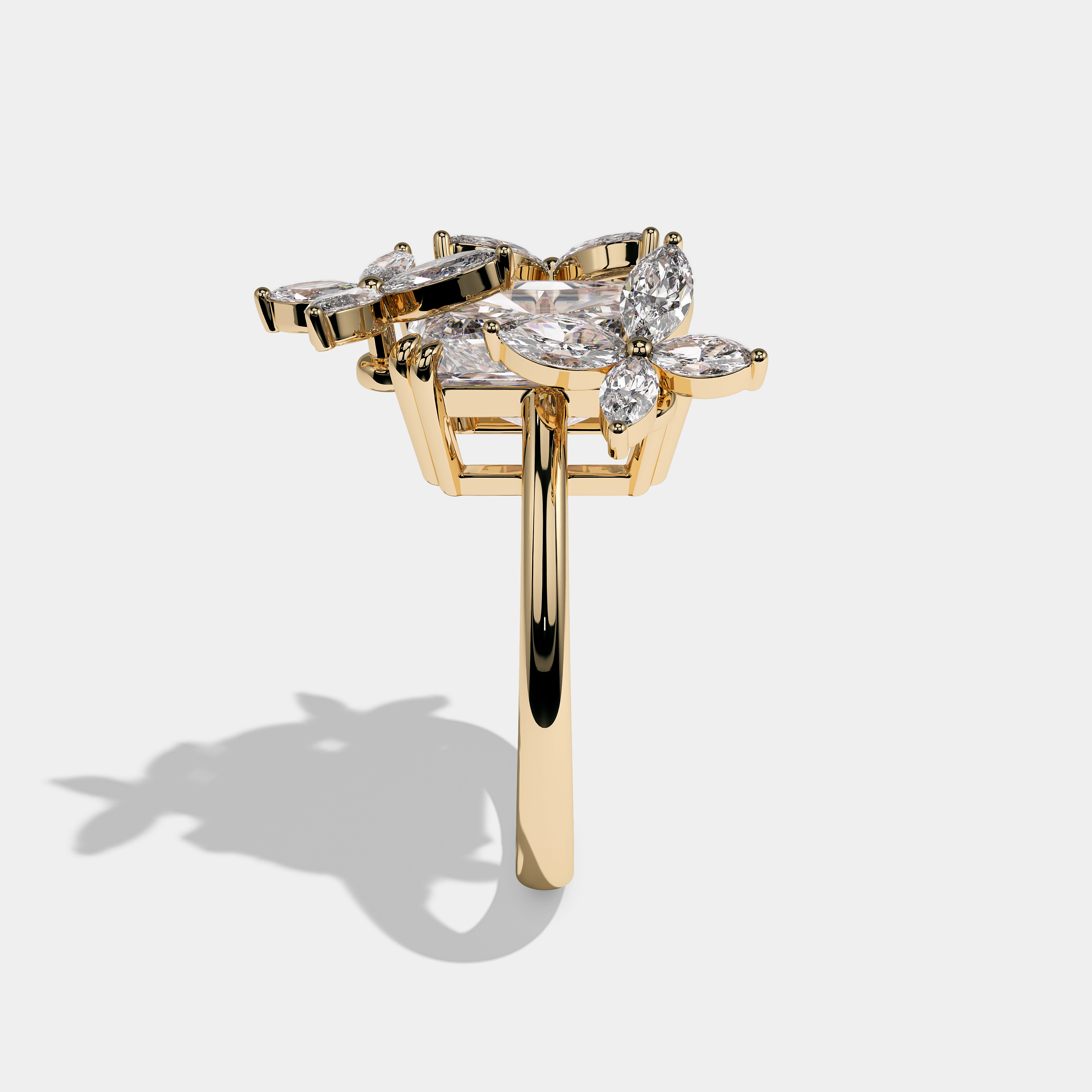 Charlotte Eclat Diamond Radiant Halo Engagement Ring 18K Yellow Gold 11.00ct