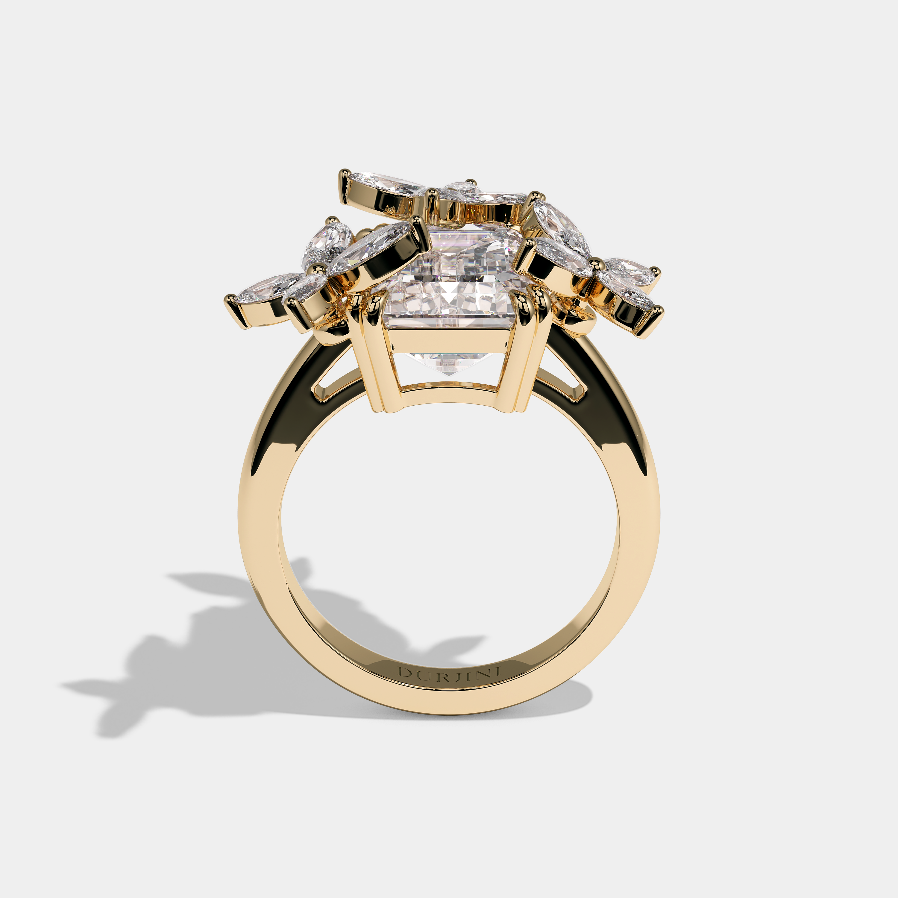 Valmont Royale Diamond Emerald Halo Engagement Ring 18K Yellow Gold 11.00ct