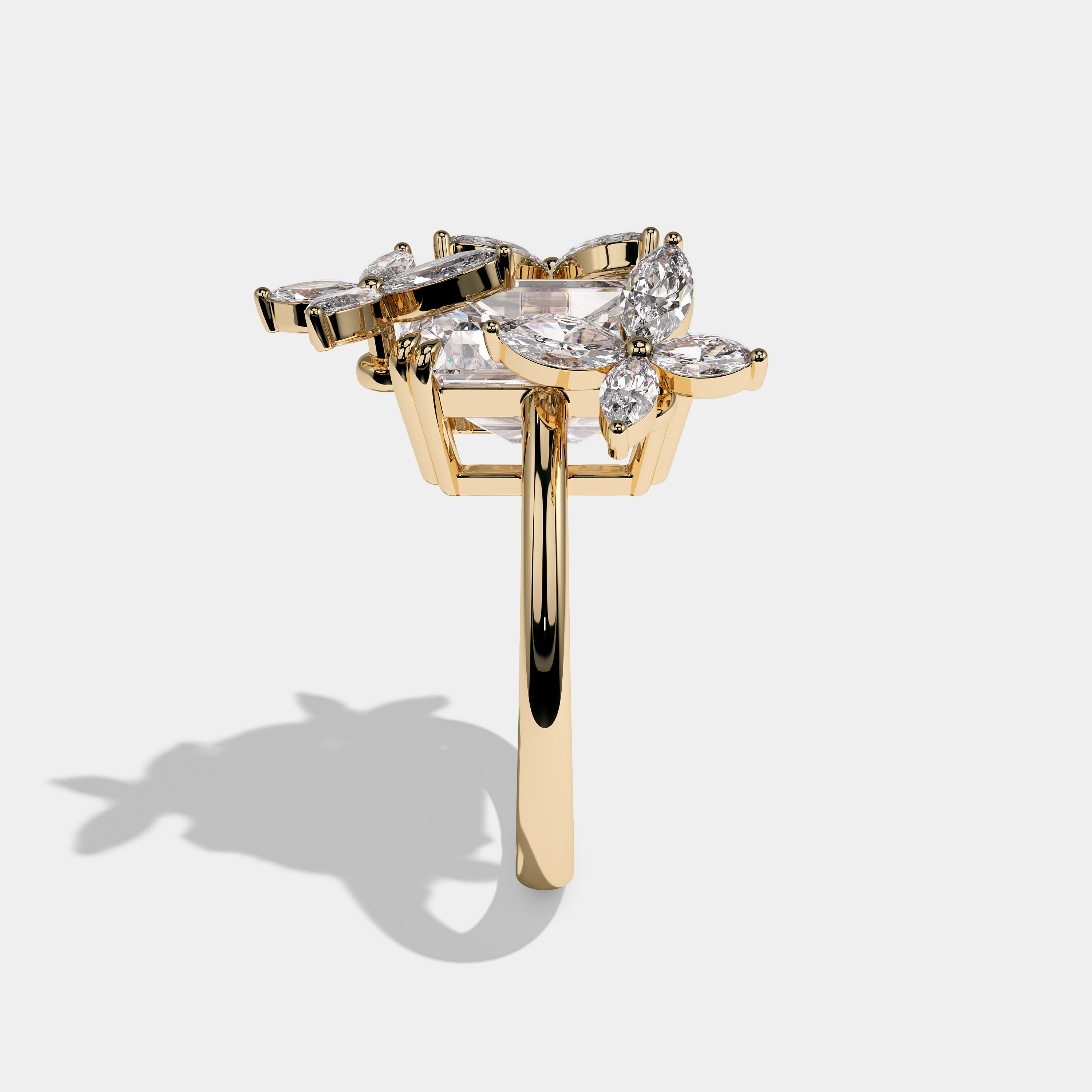 Valmont Royale Diamond Emerald Halo Engagement Ring 18K Yellow Gold 11.00ct