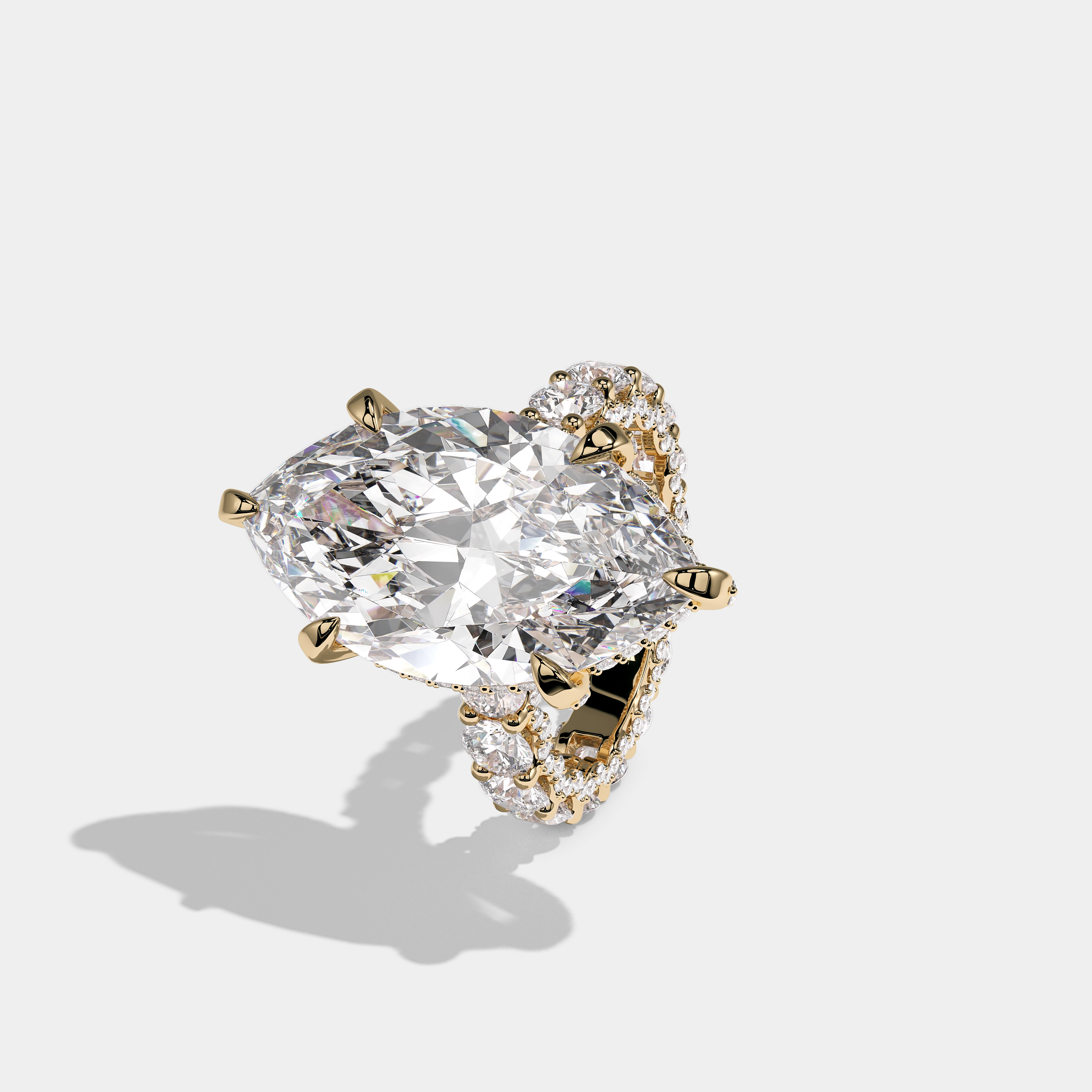 Margaret Etoile Diamond Marquise Halo Engagement Ring 18K Yellow Gold 25.00ct