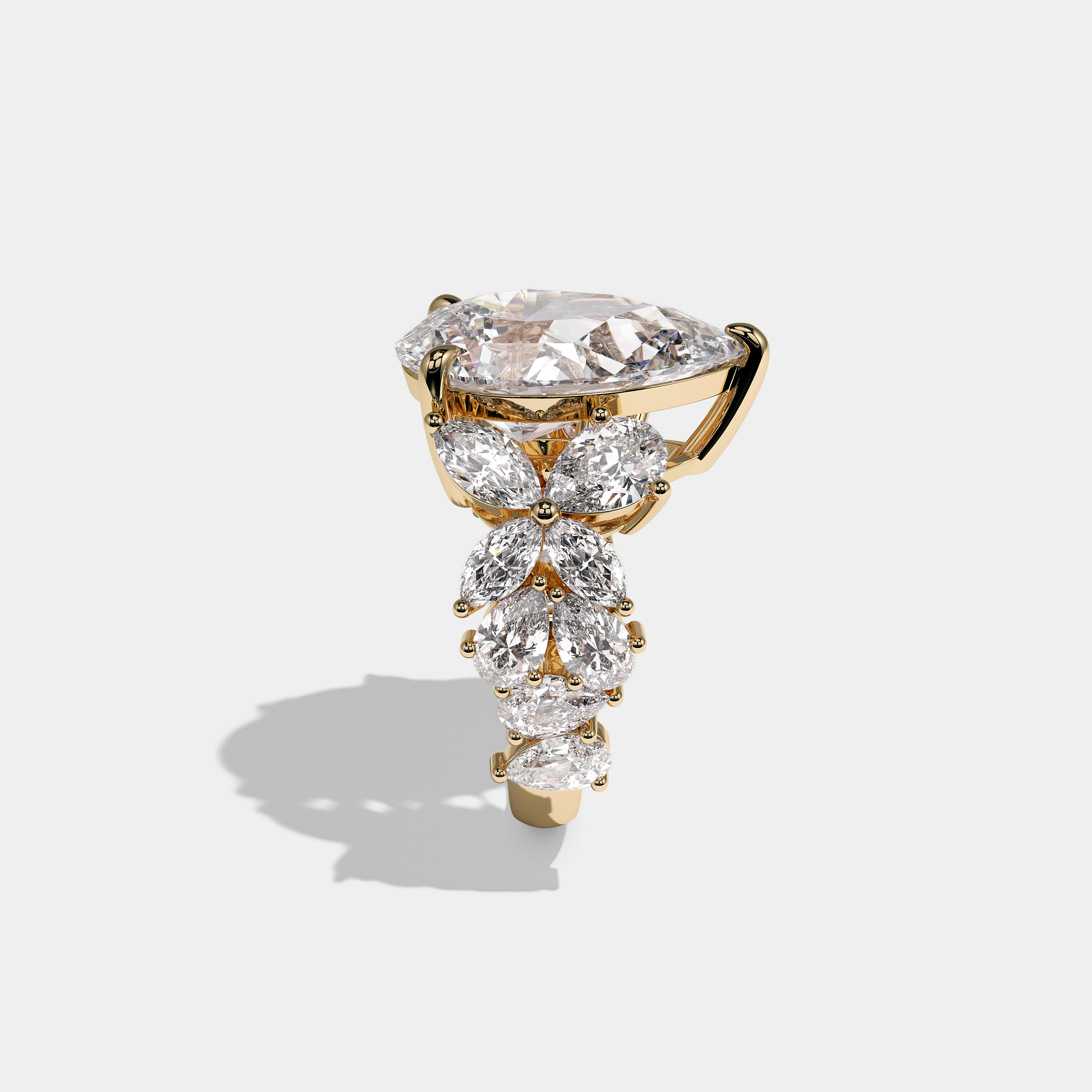Eleanor Royale Diamond Pear Halo Engagement Ring 18K Yellow Gold 15.00ct