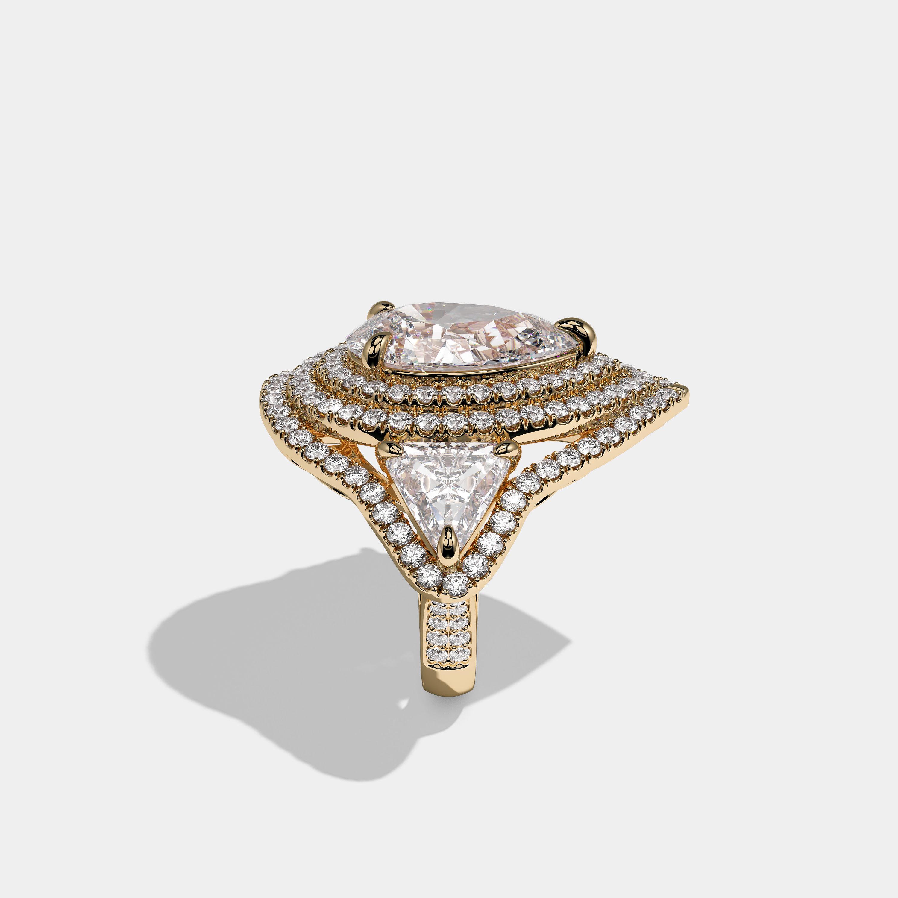 Elizabeth Veritas Diamond Pear Halo Engagement Ring 18K Yellow Gold 50.00ct