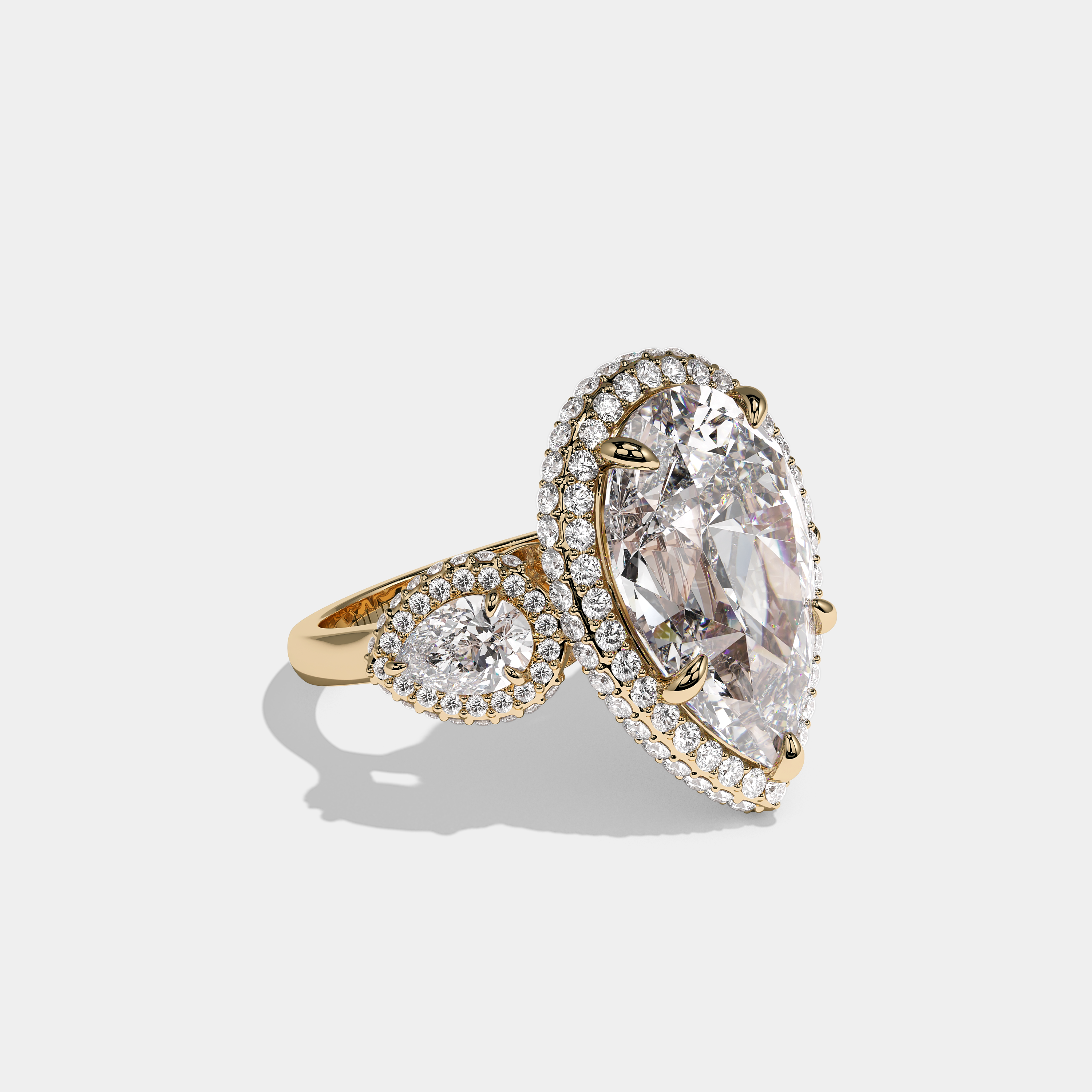 Isabella Sereine Diamond Pear Halo Engagement Ring 18K Yellow Gold 16.00ct
