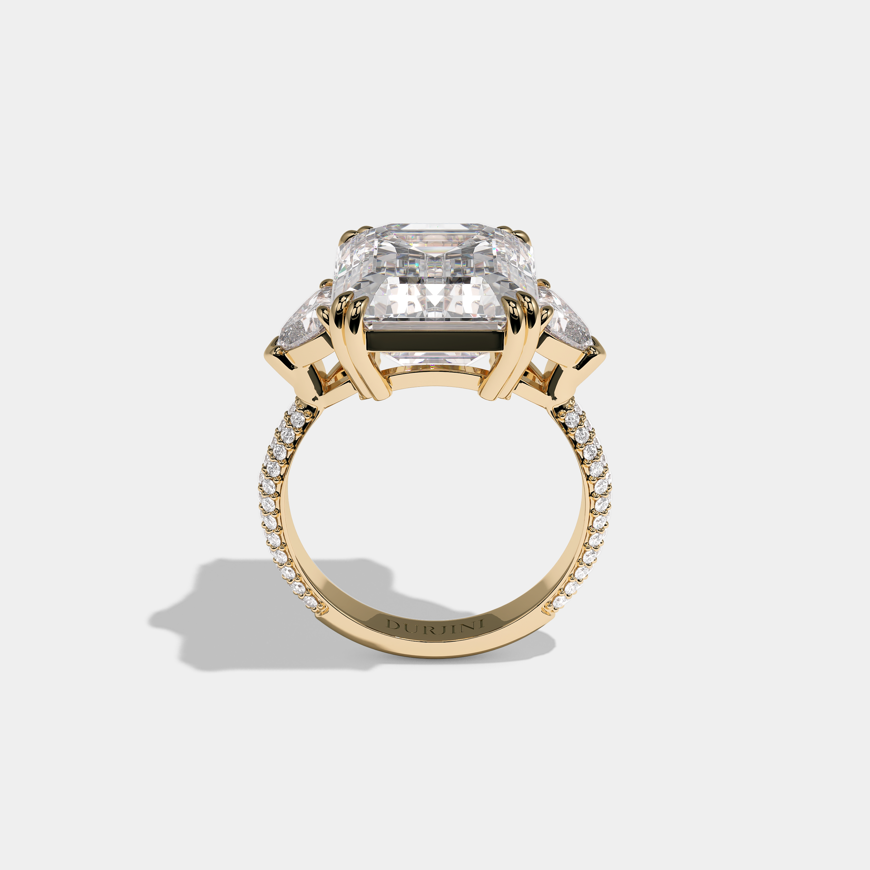 Aubry Majesté Diamond Emerald Halo Engagement Ring 18K Yellow Gold 20.00ct