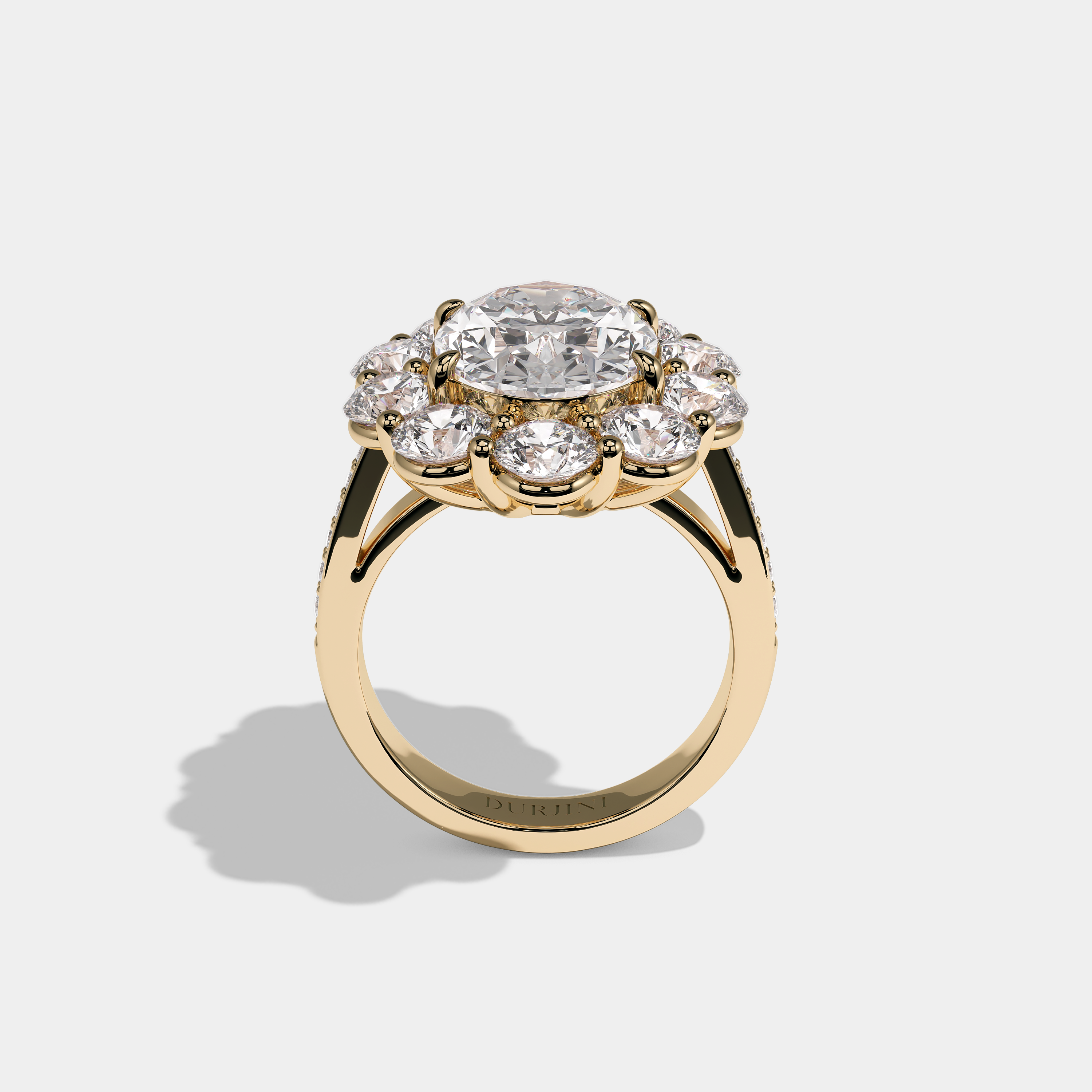 Contessa de Lys Diamond Oval Halo Engagement Ring 18K Yellow Gold 20.00ct