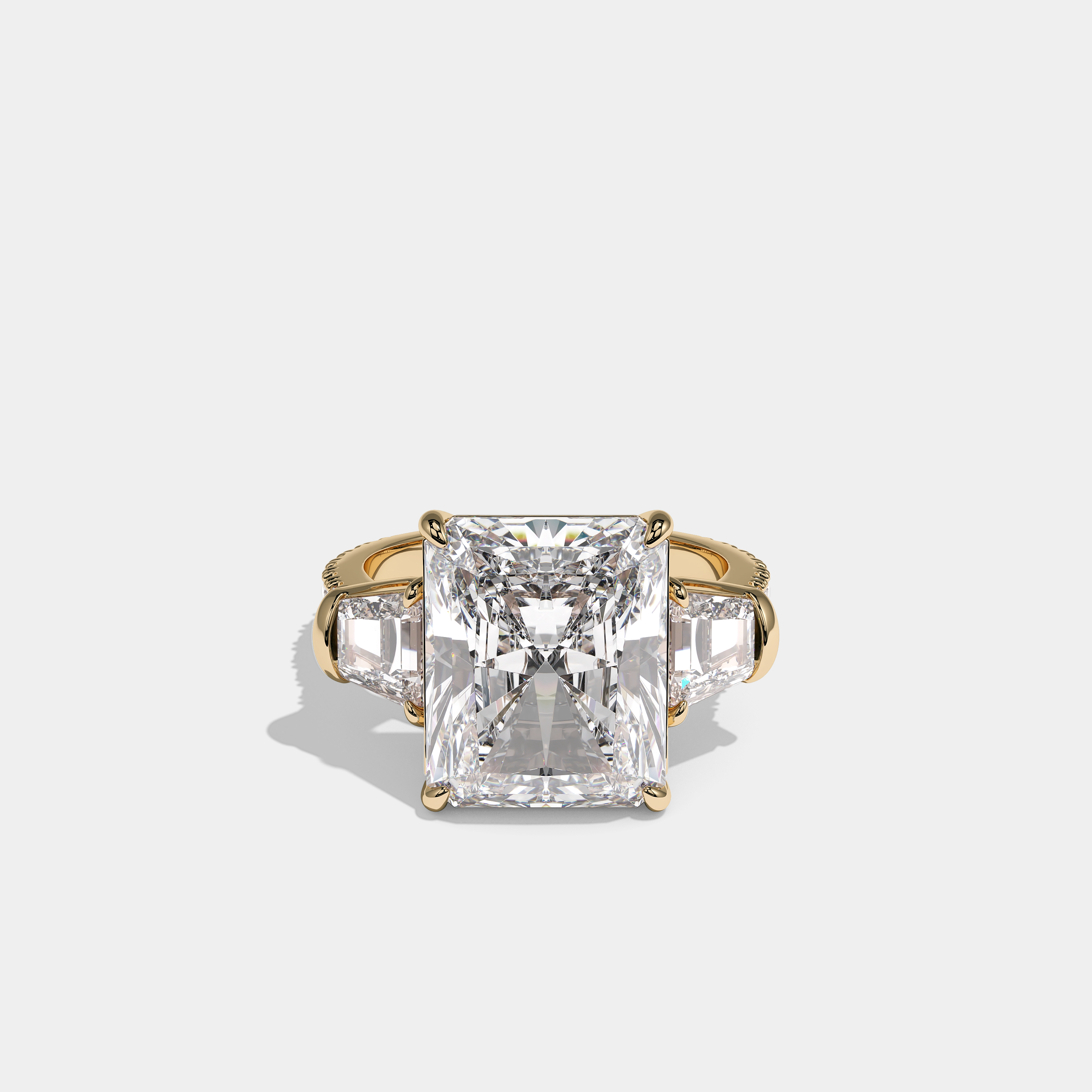 Chevalier d’Or Diamond Radiant Halo Engagement Ring 18K Yellow Gold 14.50ct