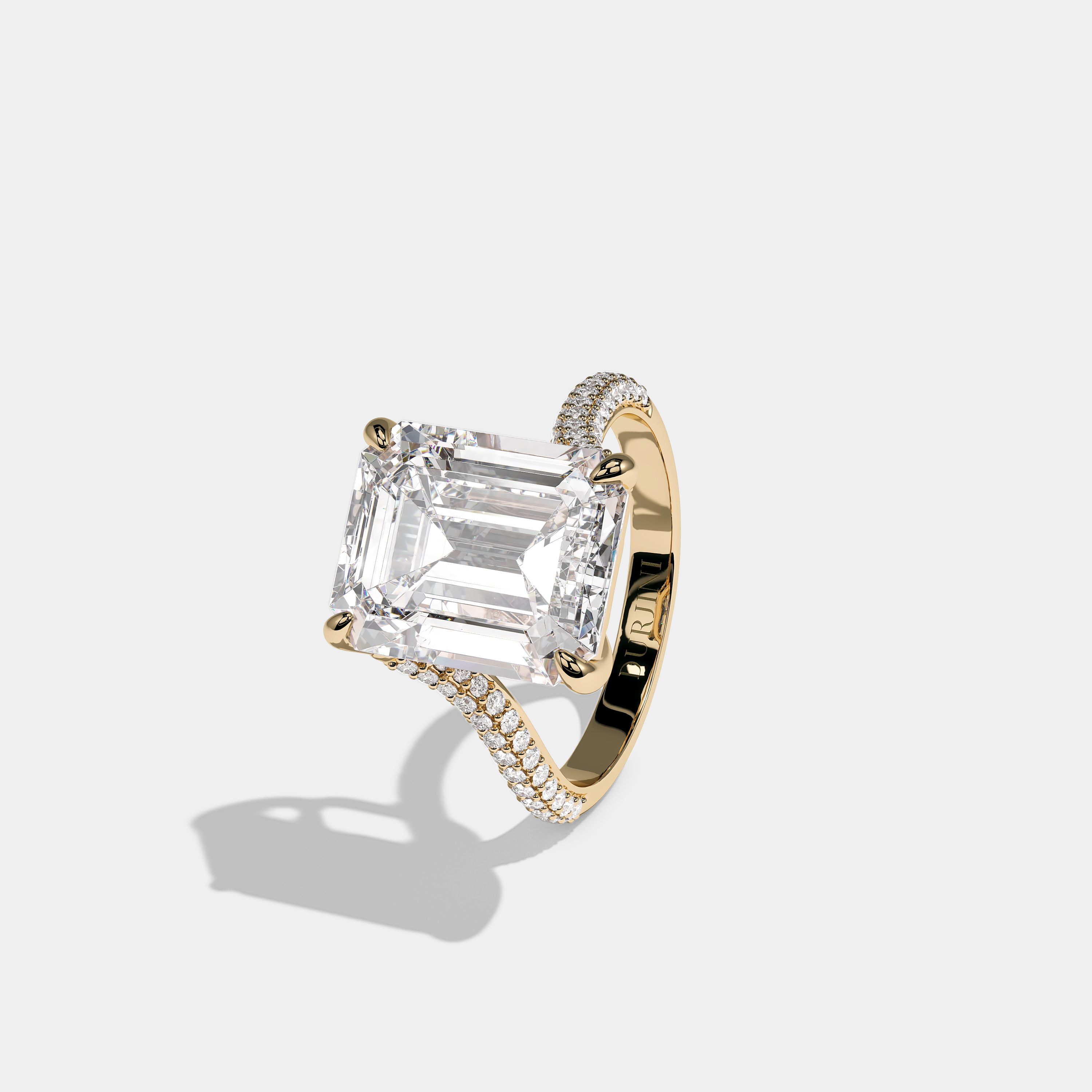 Comtesse d’Orée Diamond Emerald Engagement Ring 18K Yellow Gold 10.00ct