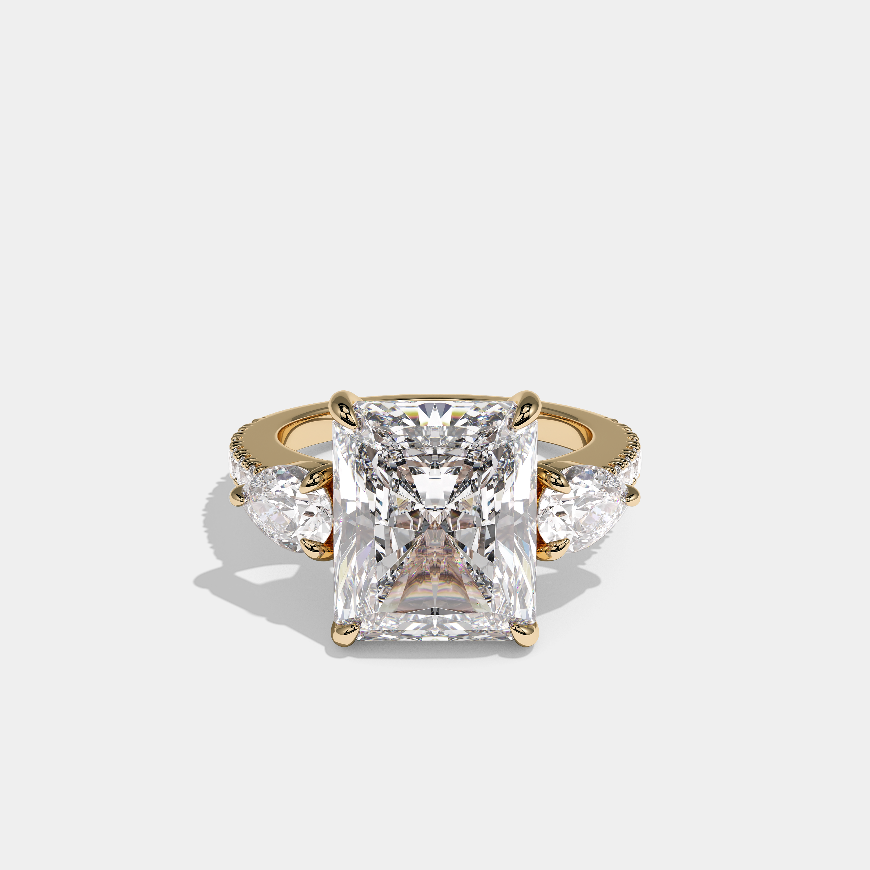 Front View – Kurbãni Durjini Aurelle Royale Diamond Radiant Halo Engagement Ring