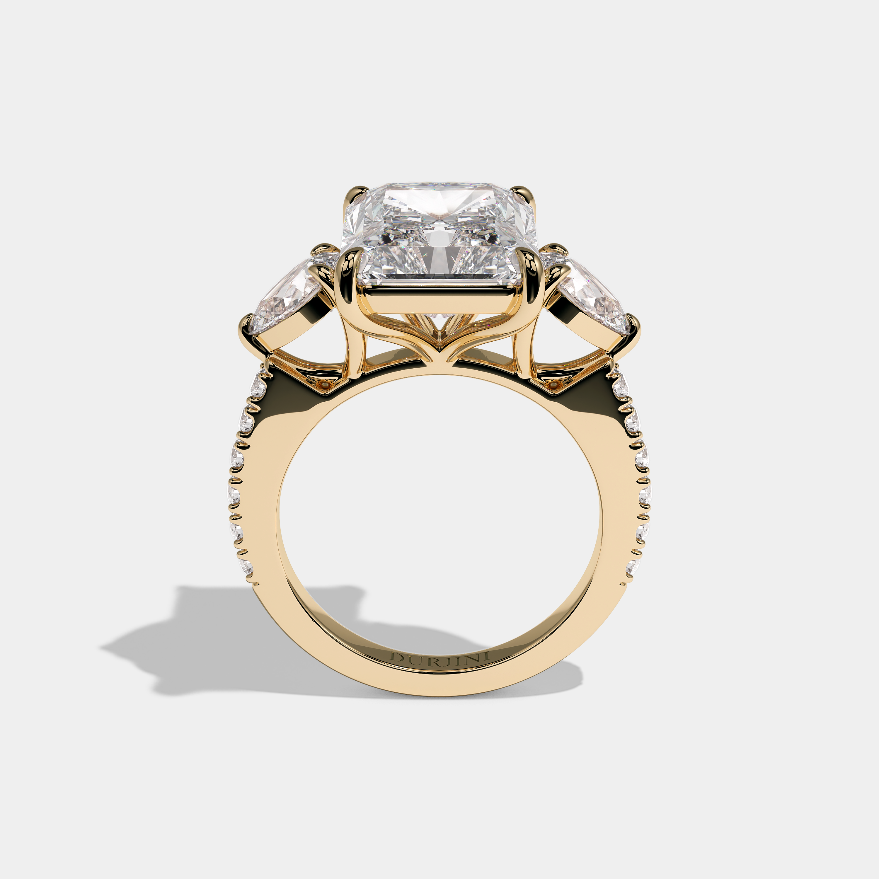 Full View – Kurbãni Durjini Aurelle Royale Diamond Radiant Halo Engagement Ring