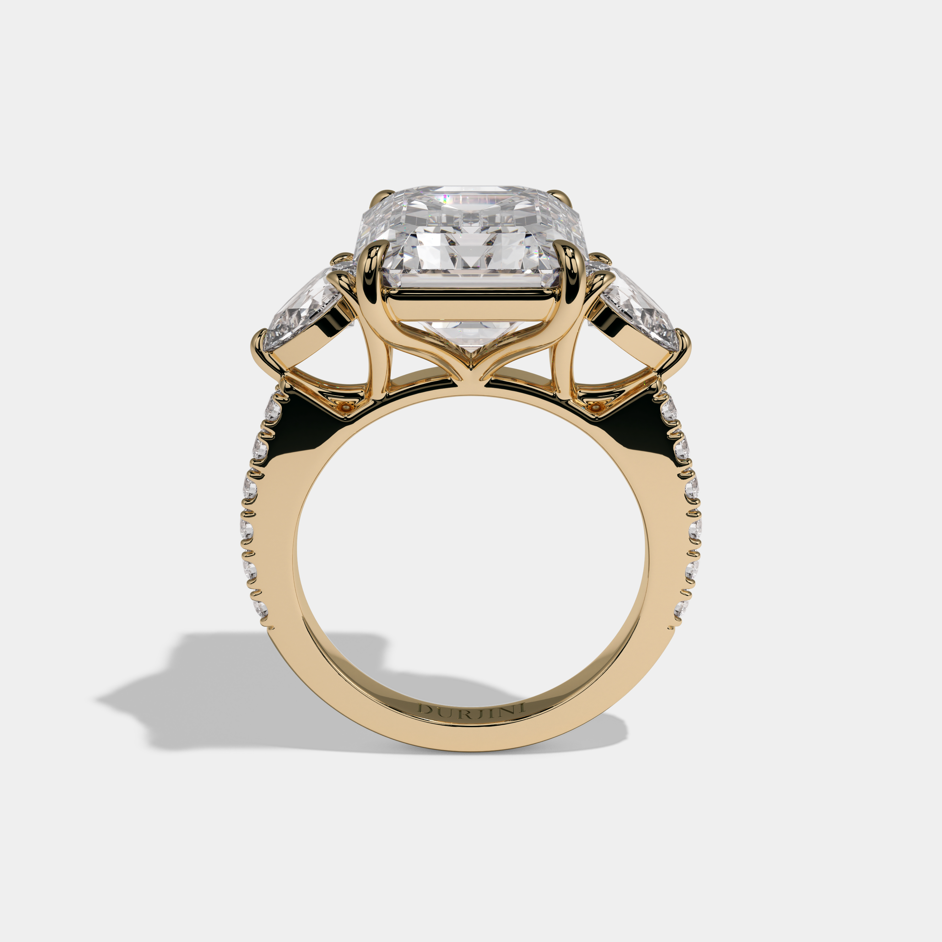 Margaret Emerald Cut Diamond Halo with Pear Sides Engagement Ring 10ct 18K Yellow Gold