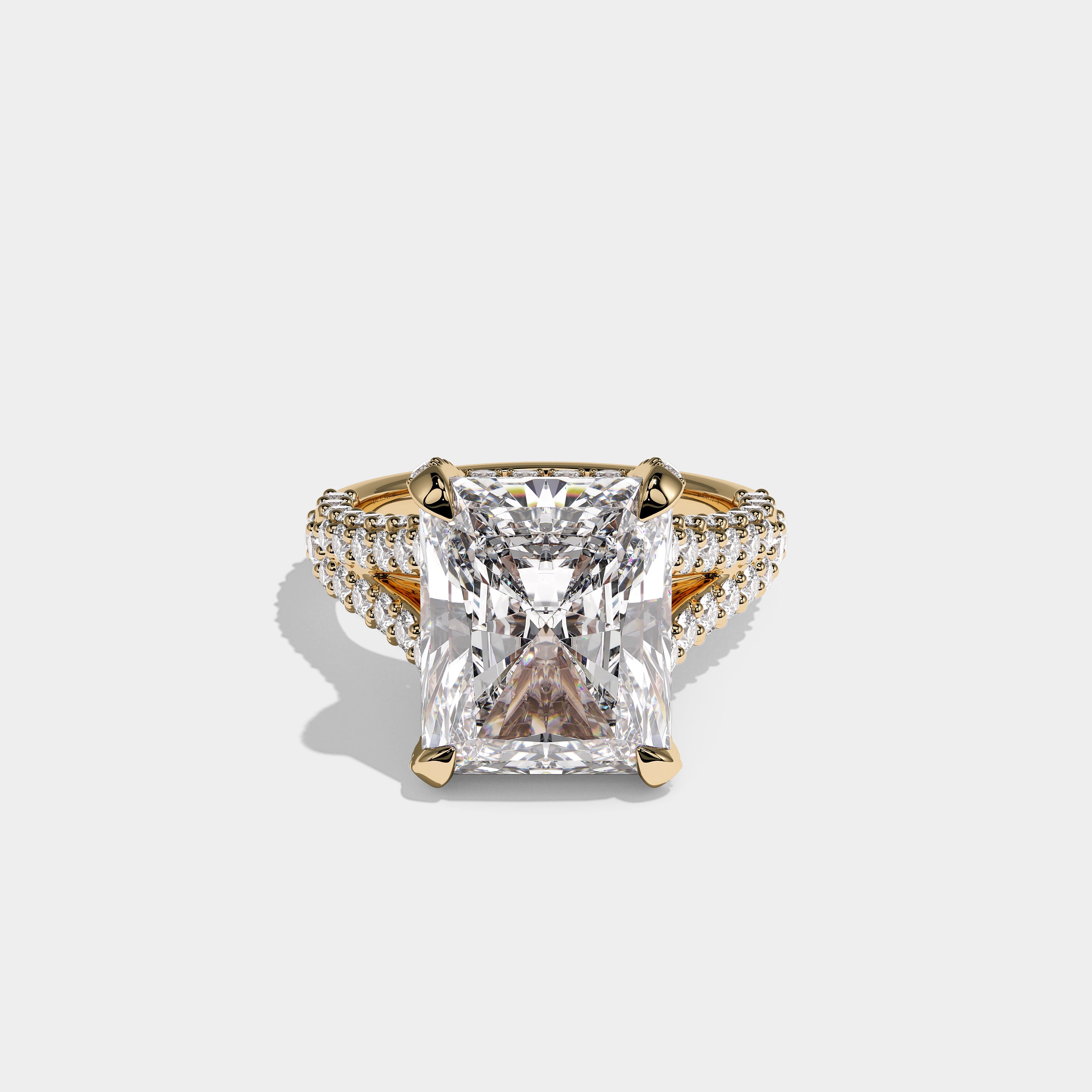 Front View – Kurbãni Durjini Elowen Royale Diamond Radiant Halo Engagement Ring