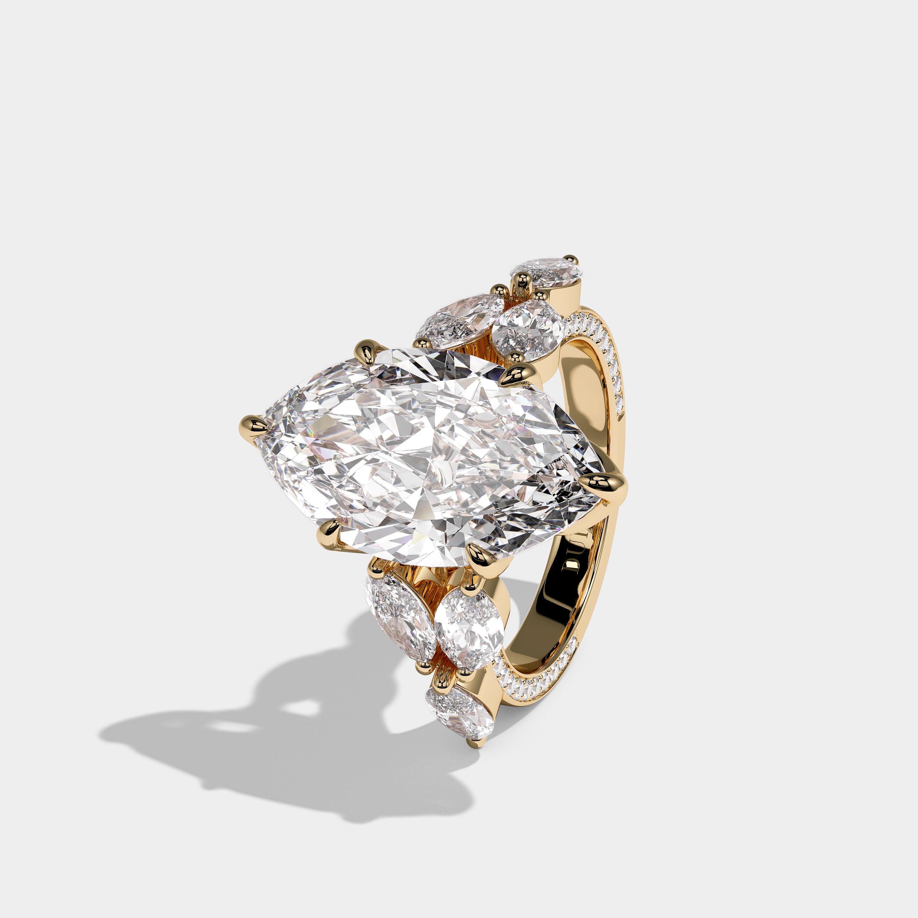 Seraphine Royale Diamond Marquise Engagement Ring 18K Yellow Gold 12.00ct