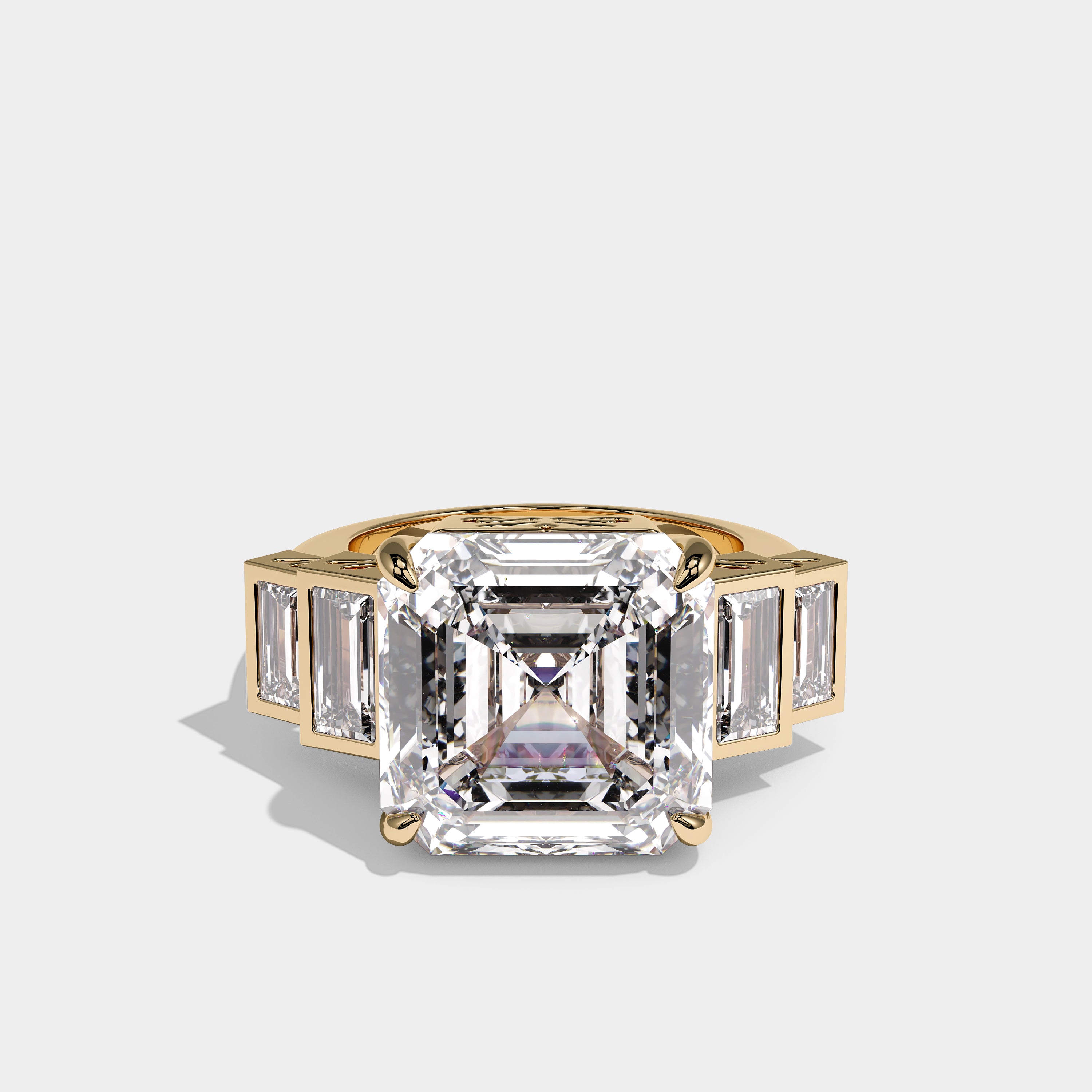 Alaric Royale Diamond Asscher Engagement Ring 18K Yellow Gold 16.00ct
