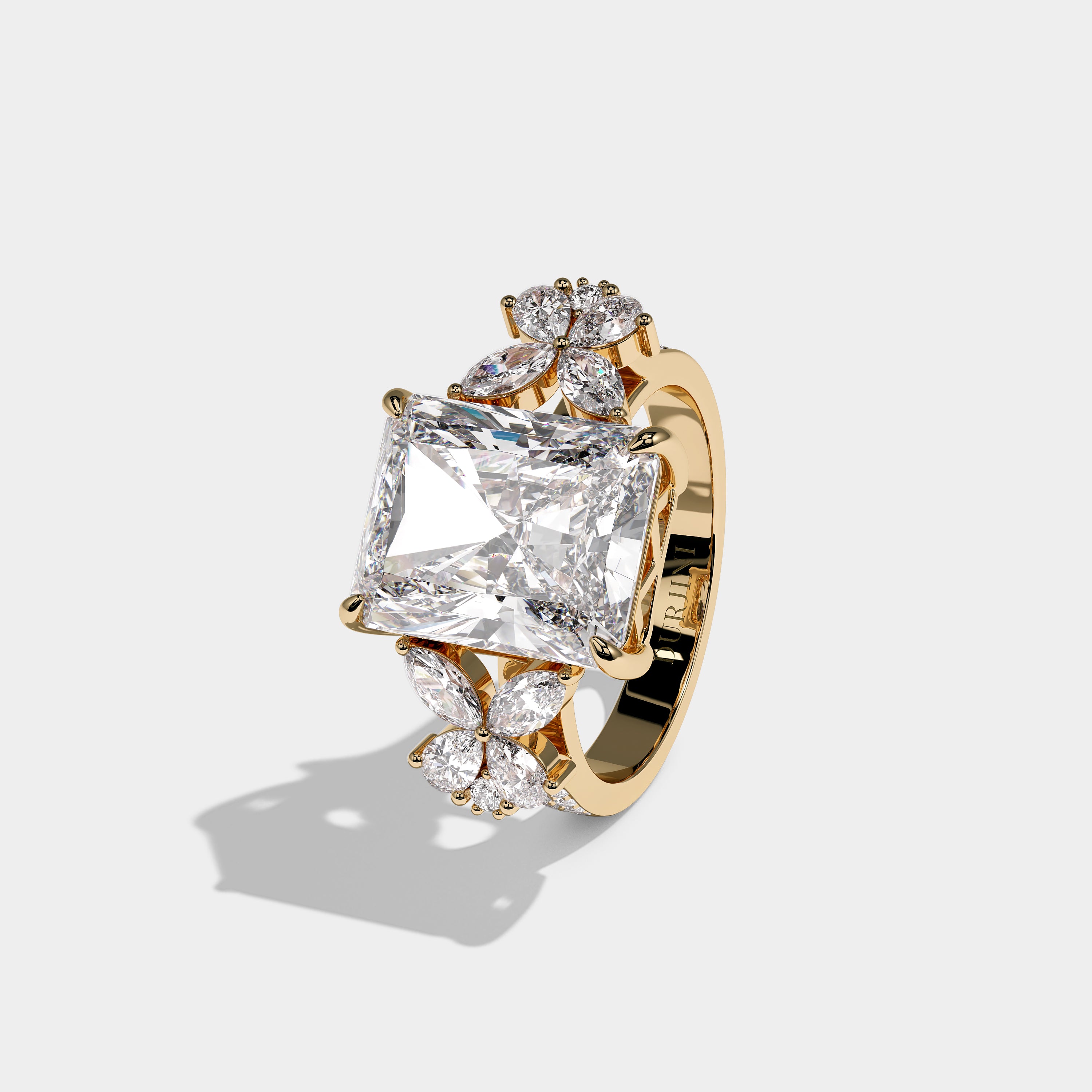 Left View – Kurbãni Durjini Cendrine Royale Diamond Radiant Engagement Ring