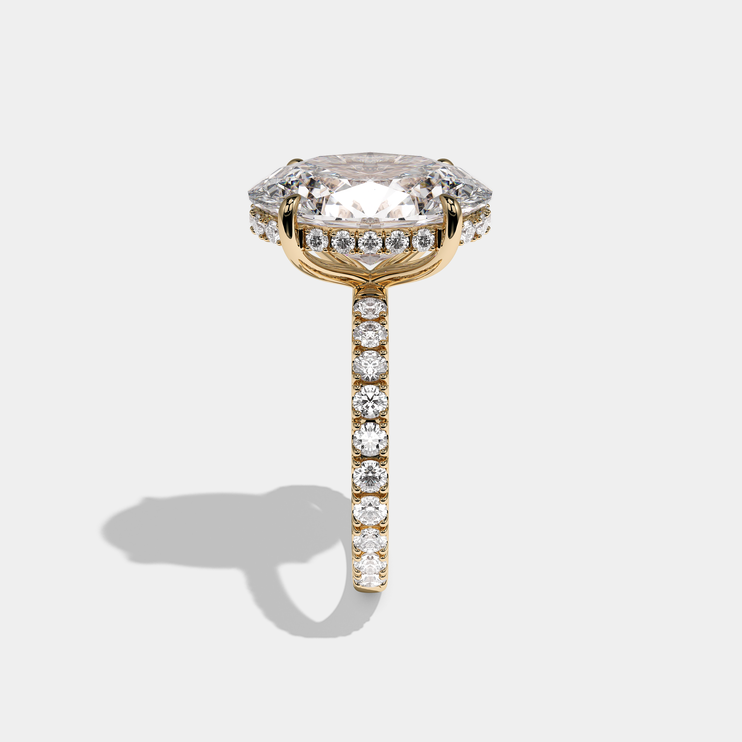 Side View – Kurbãni Durjini Lucien Royale Diamond Oval Halo Engagement Ring