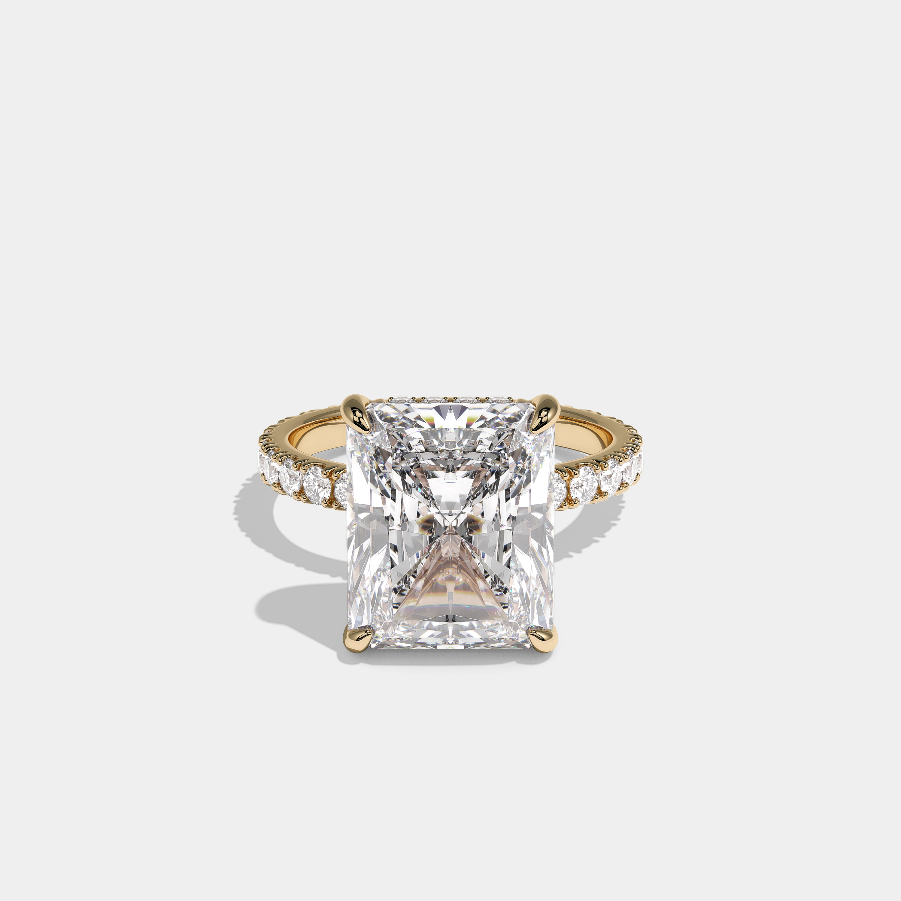 Front View – Kurbãni Durjini Isolene Royale Diamond Radiant Halo Engagement Ring