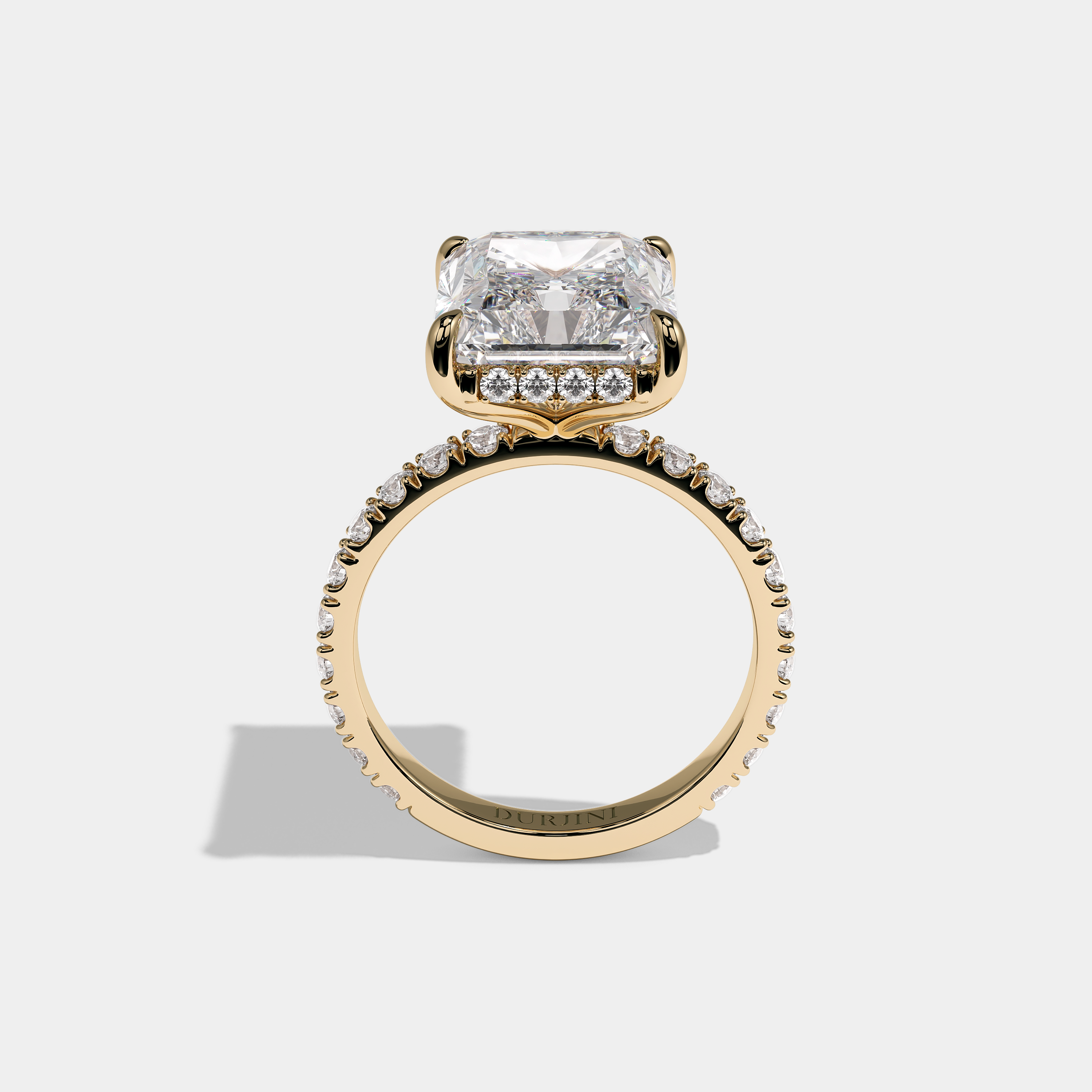 Full View – Kurbãni Durjini Isolene Royale Diamond Radiant Halo Engagement Ring