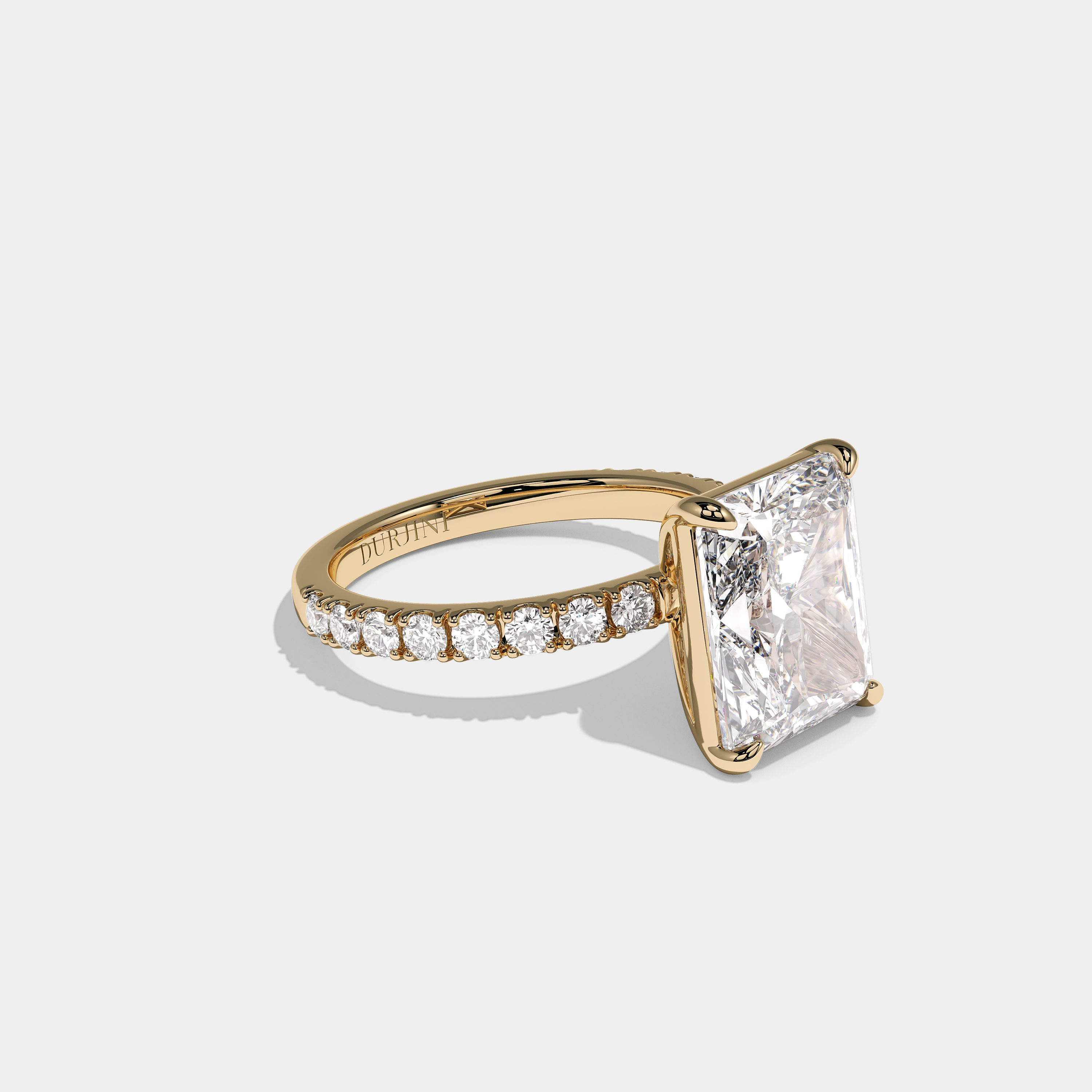 Right view Aerion Royale Diamond Radiant Halo Engagement Ring Yellow Gold Kurbãni Durjini