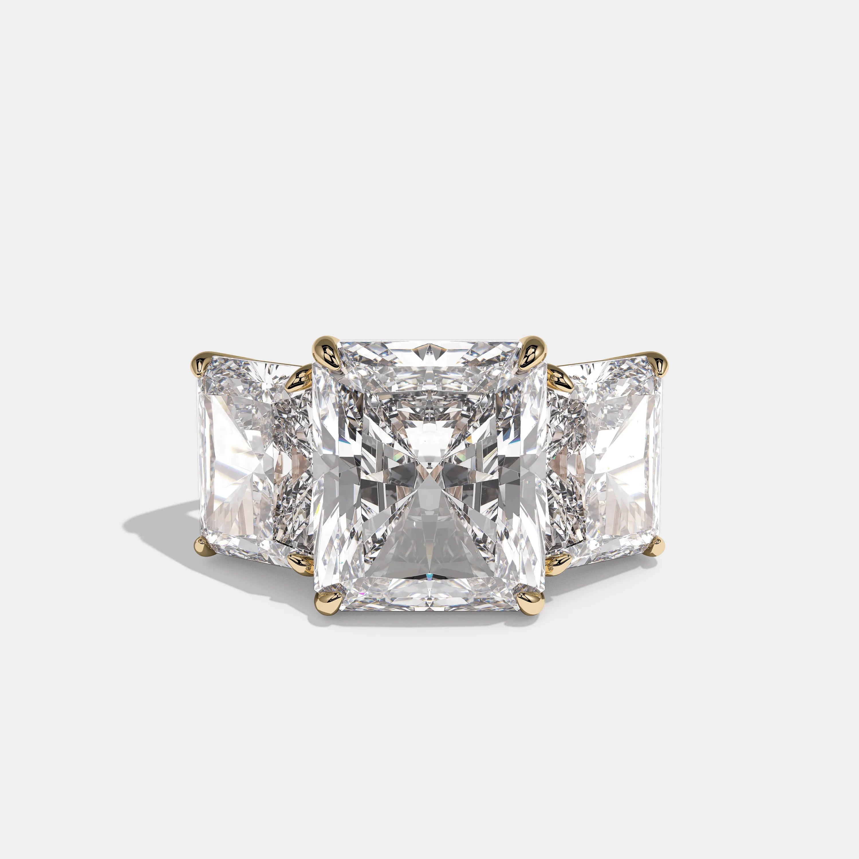 Front view Mirelle Royale Diamond Radiant Engagement Ring Yellow Gold Kurbãni Durjini