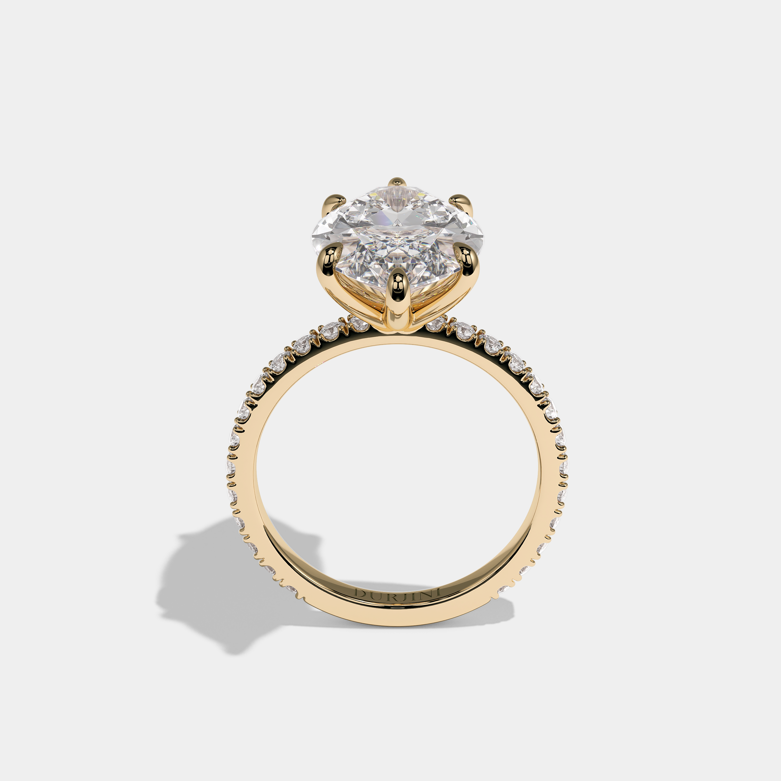 Full view Calvane Royale Diamond Marquise Engagement Ring Yellow Gold Kurbãni Durjini