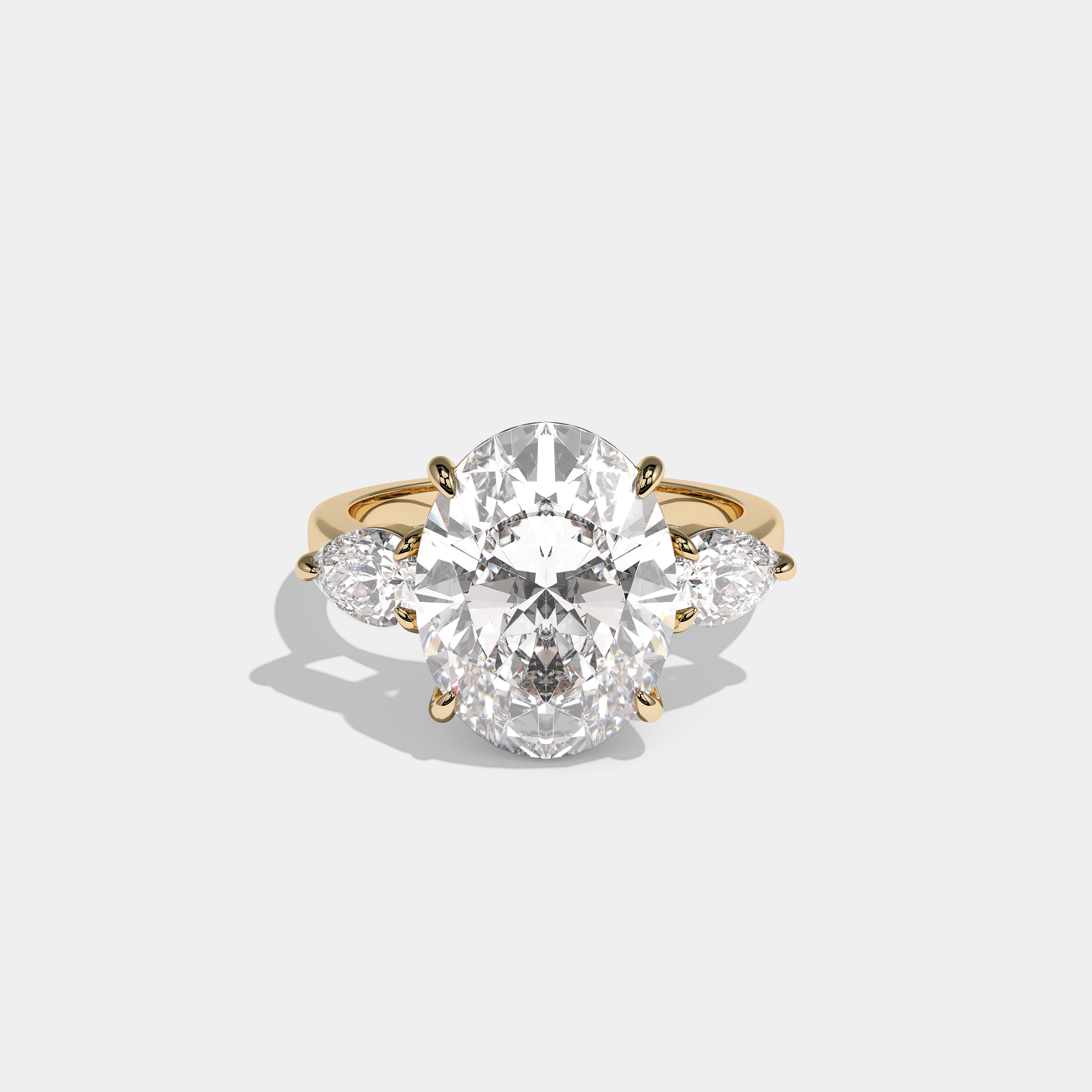 Front view Elsin Royale Diamond Oval Engagement Ring Yellow Gold Kurbãni Durjini