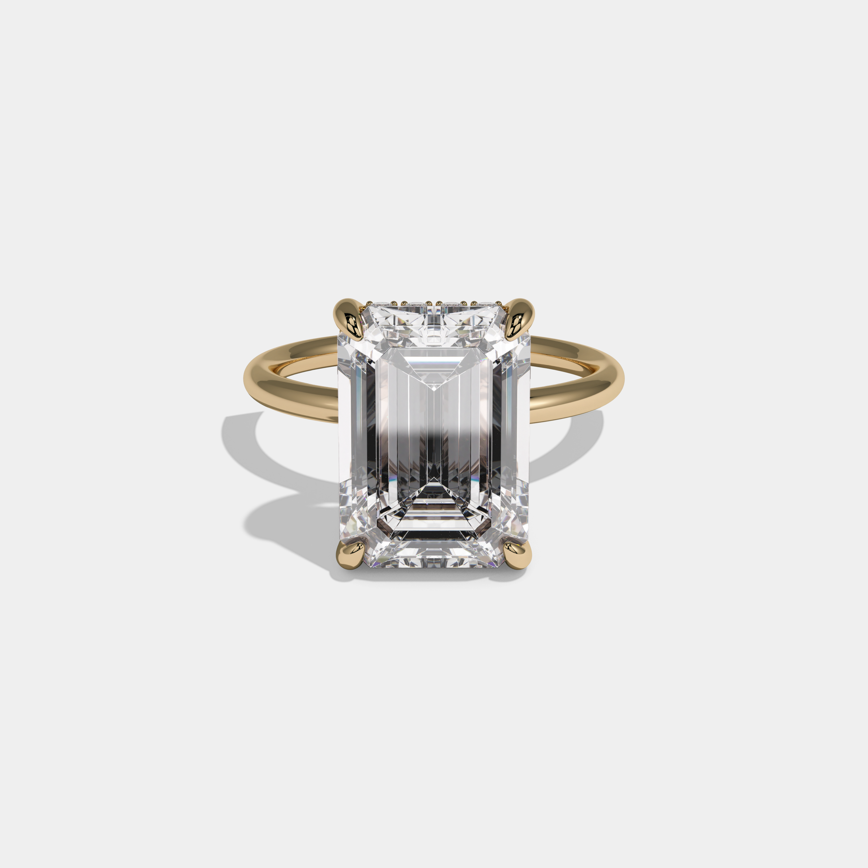 Anne Emerald Cut Diamond Halo With Plain Band Engagement Ring 10ct 18K Yellow Gold