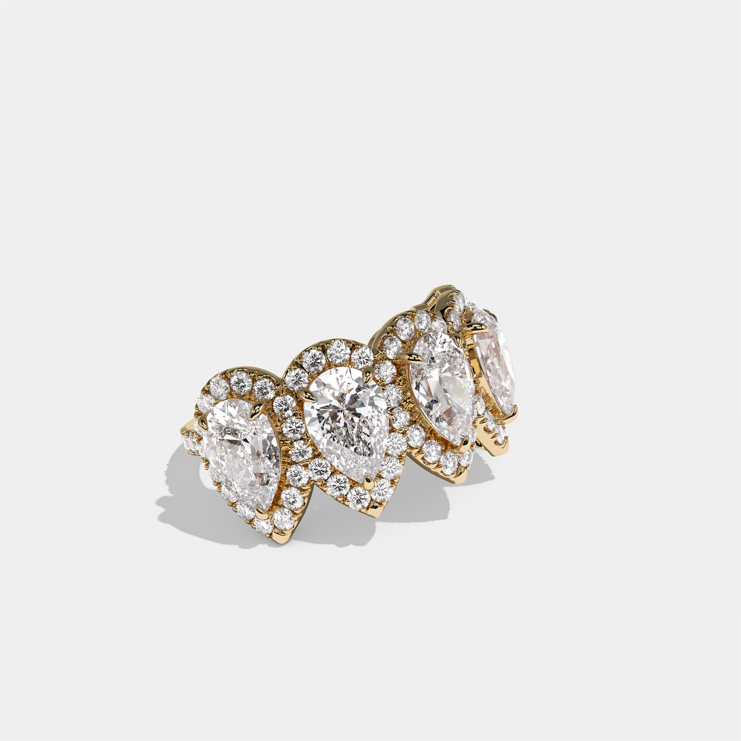 Maud Countess pear halo diamond engagement ring in 18K yellow gold by Kurbãni Durjini, right view