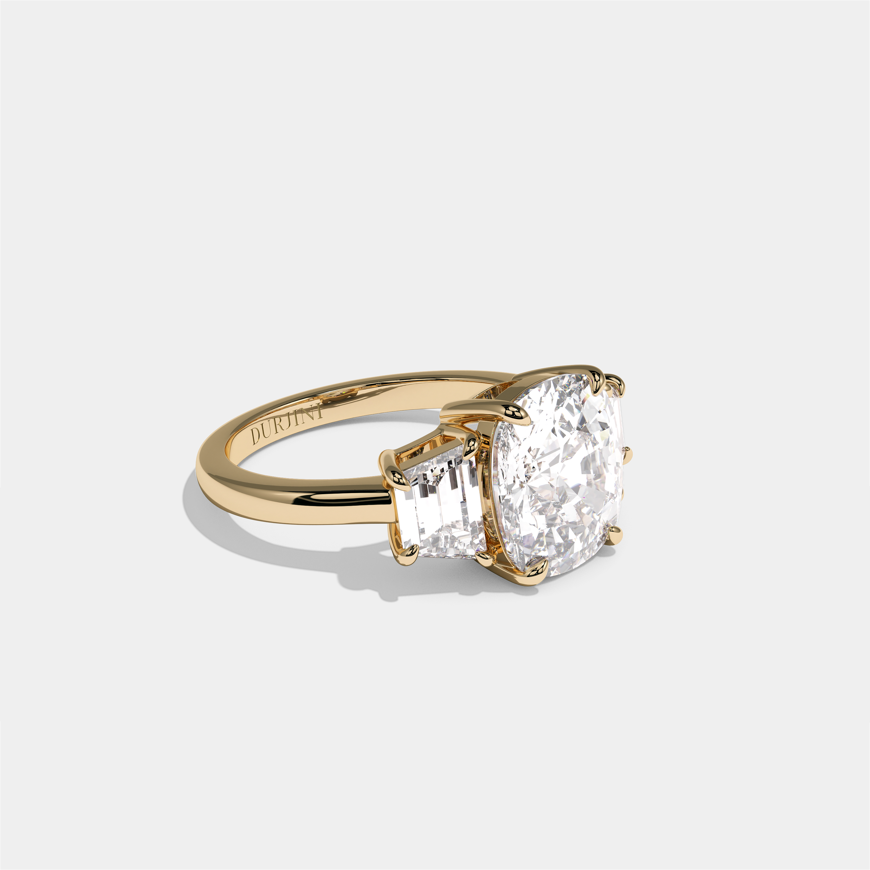 Matilda Lady Seraphine diamond cushion engagement ring in 18K yellow gold by Kurbãni Durjini, right view