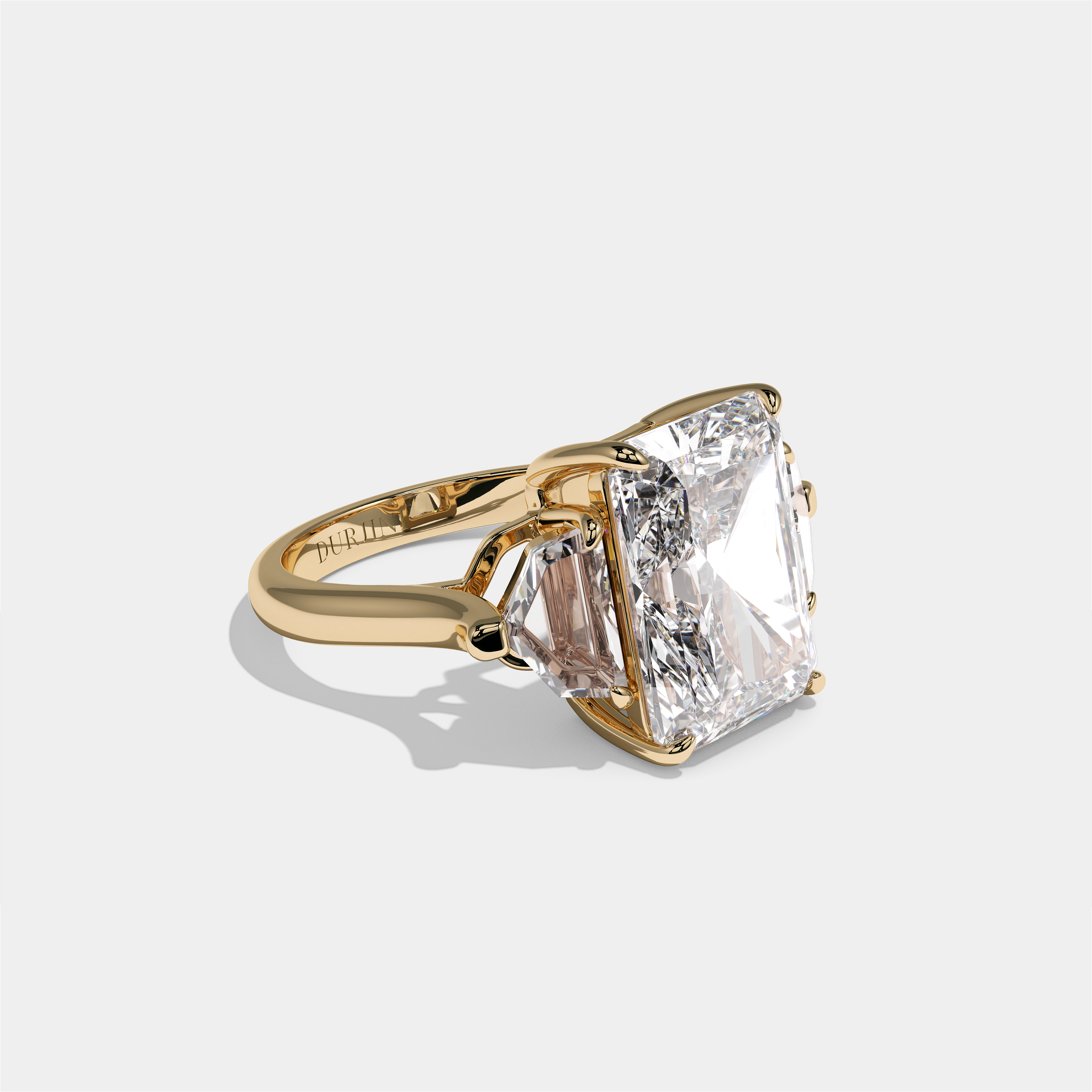 Philippa Lady Rose diamond radiant engagement ring in 18K yellow gold by Kurbãni Durjini, right view