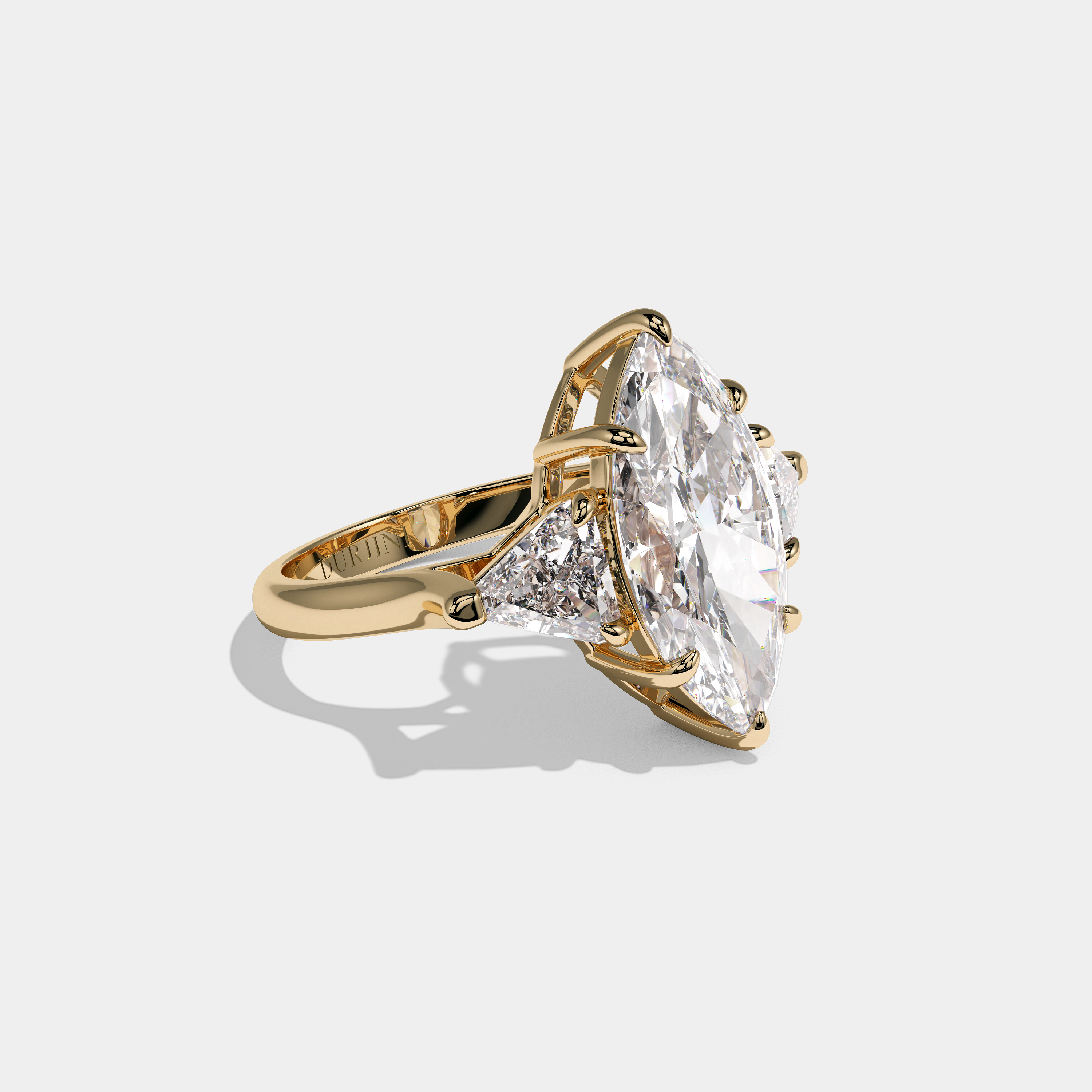 Arabella Marchioness diamond marquise engagement ring in 18K yellow gold by Kurbãni Durjini, right view