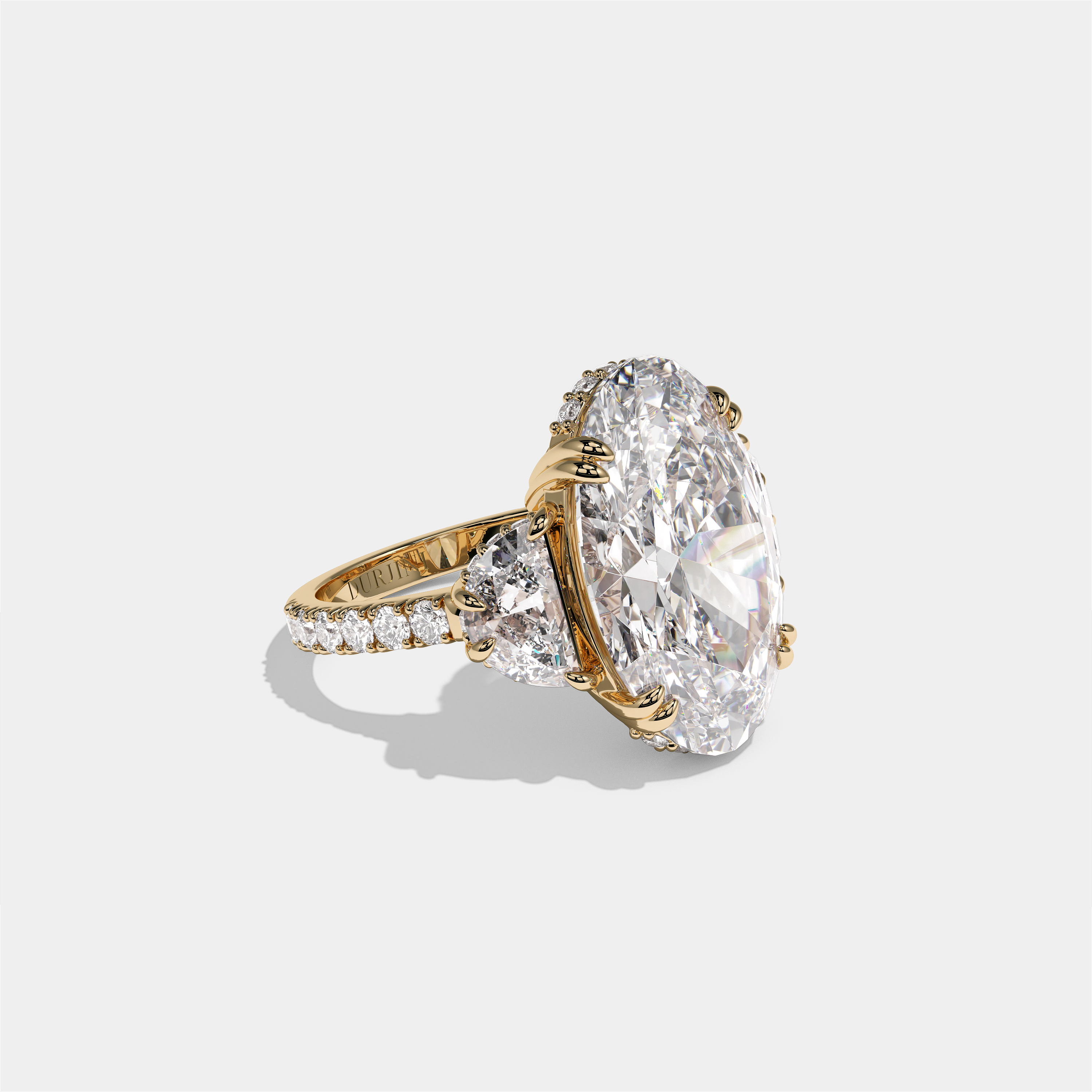 Leah Lady Everly diamond oval halo engagement ring in 18K yellow gold by Kurbãni Durjini, right view