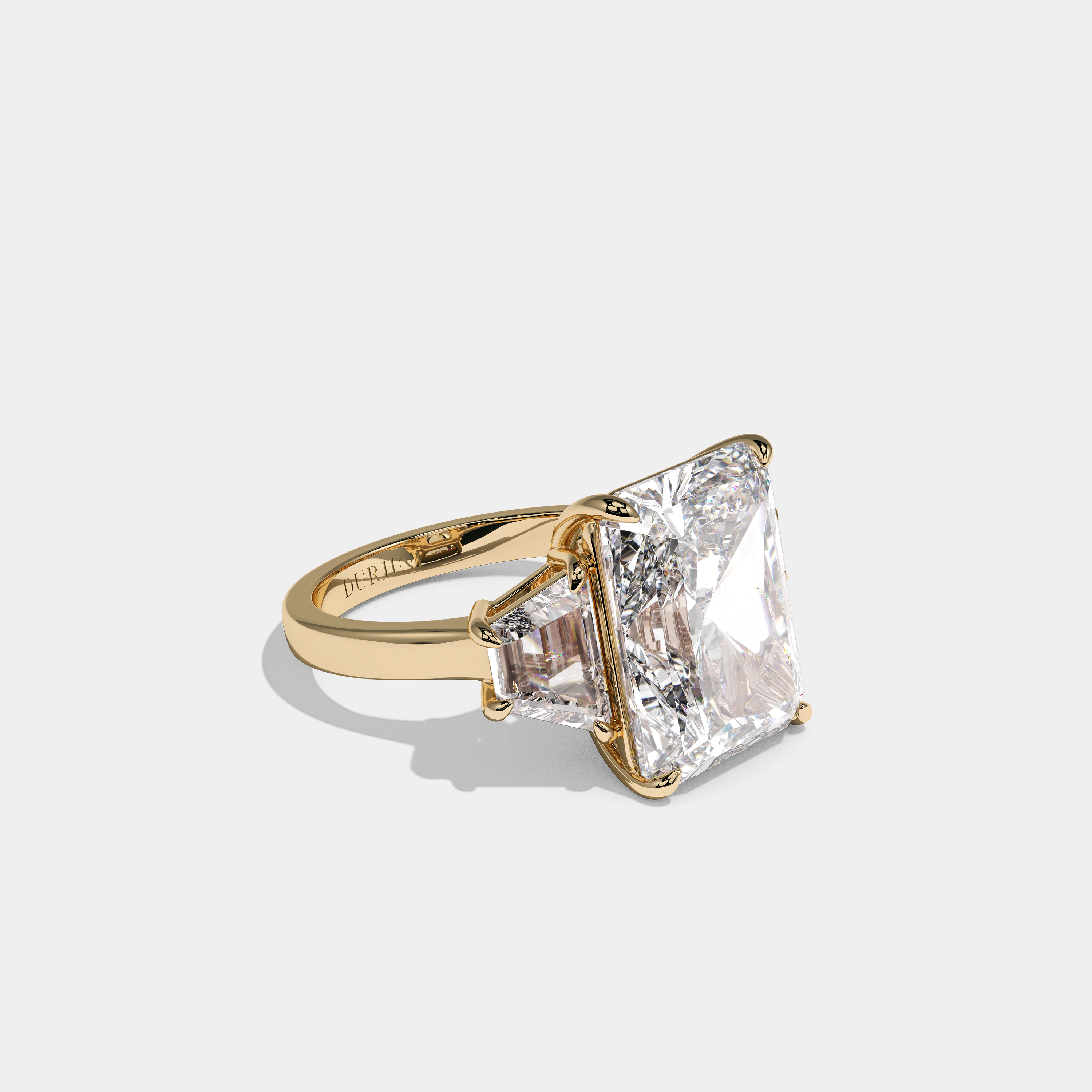 Shira Lady Kingswell diamond radiant halo engagement ring in 18K yellow gold by Kurbãni Durjini, right view