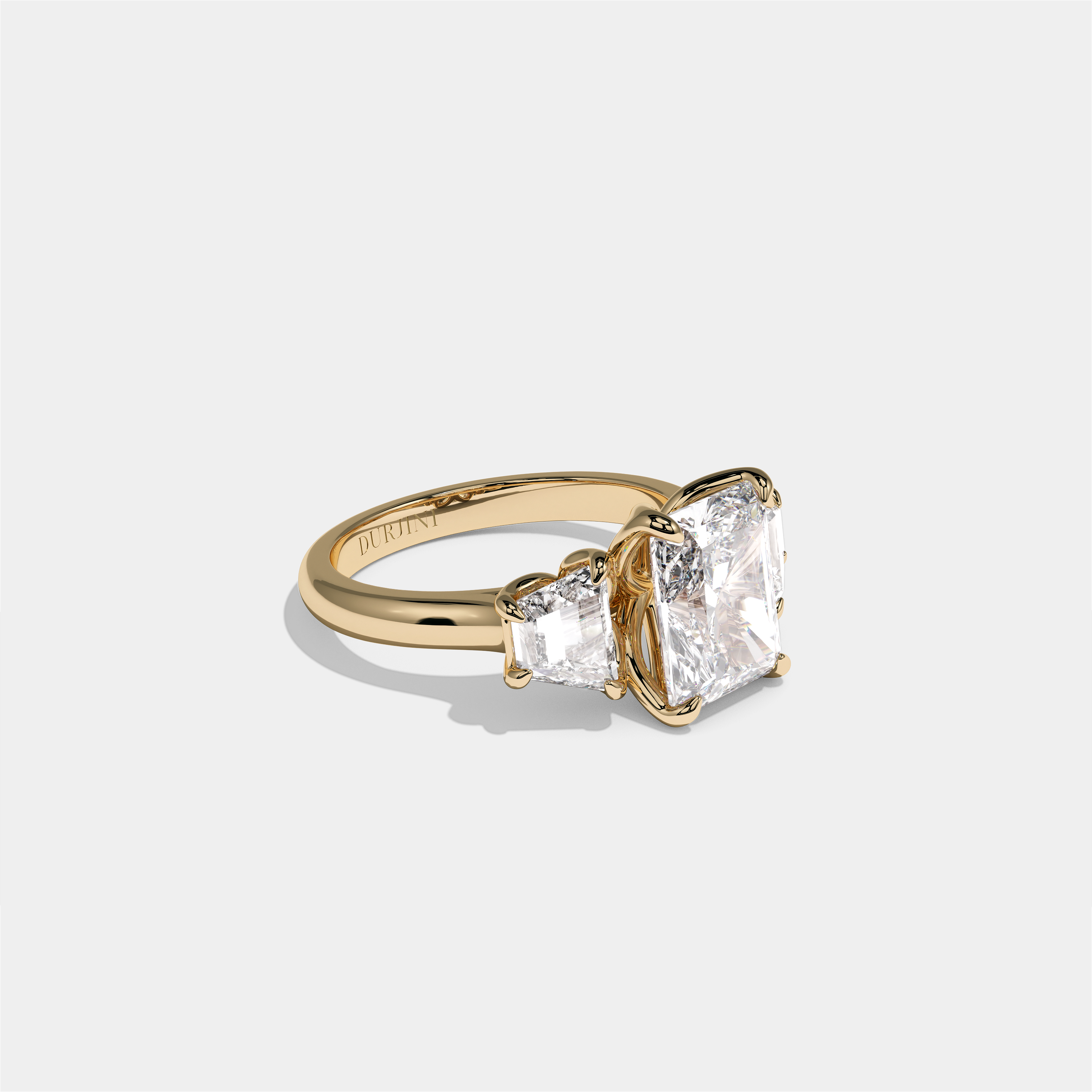 Yehudit Ashwell diamond radiant halo engagement ring in 18K yellow gold by Kurbãni Durjini, right view