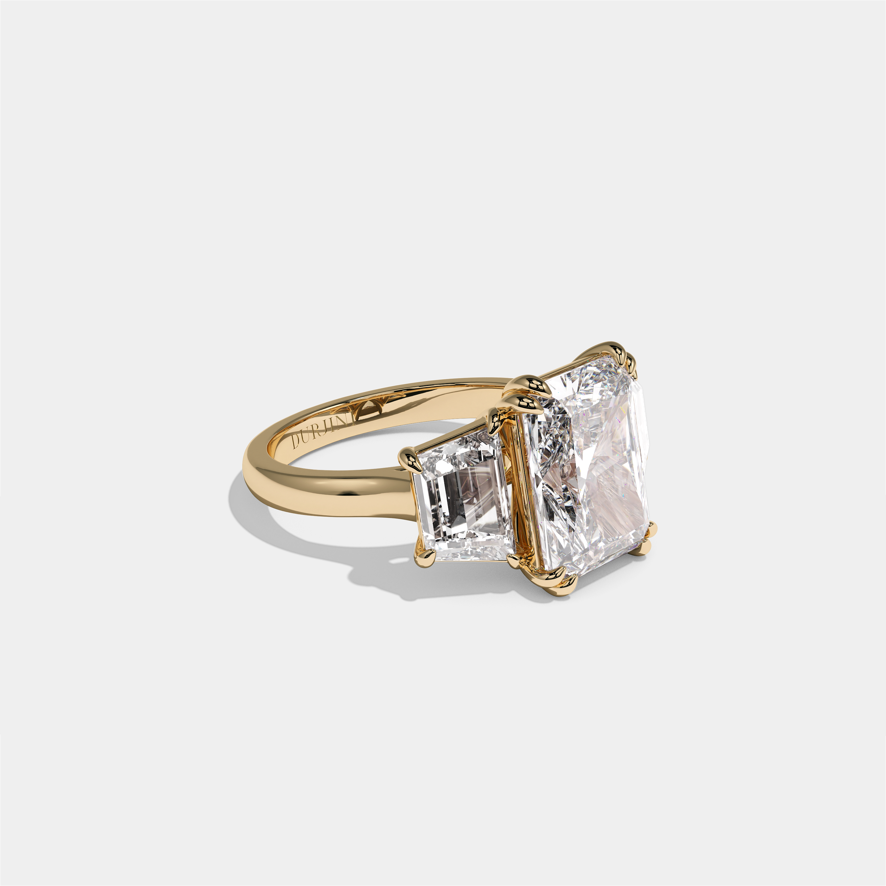 Nessa Beaumont diamond radiant halo engagement ring in 18K yellow gold by Kurbãni Durjini, right view