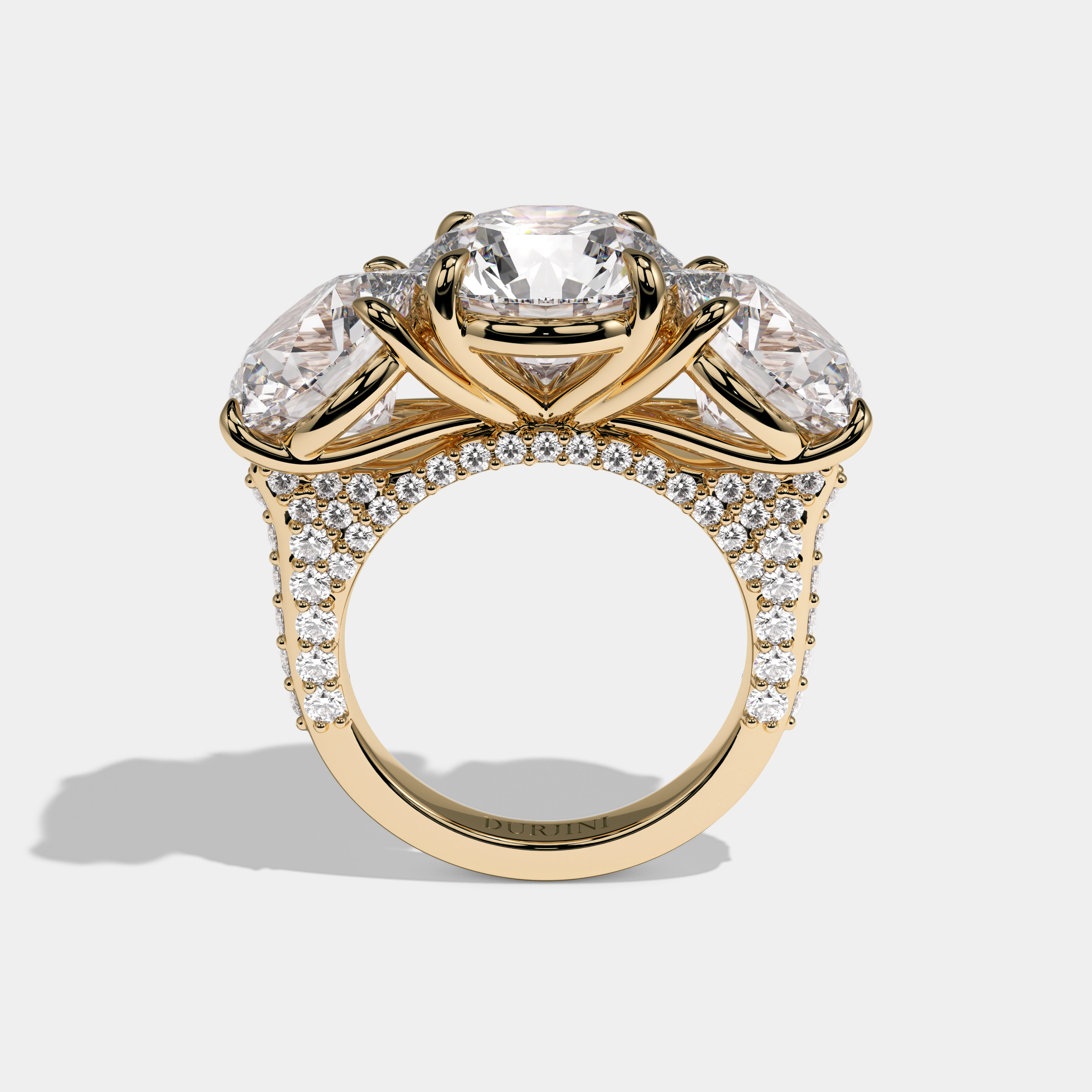 Rivka Round Brilliant Cut Diamond Halo Engagement Ring 12.00ct 18K Yellow Gold