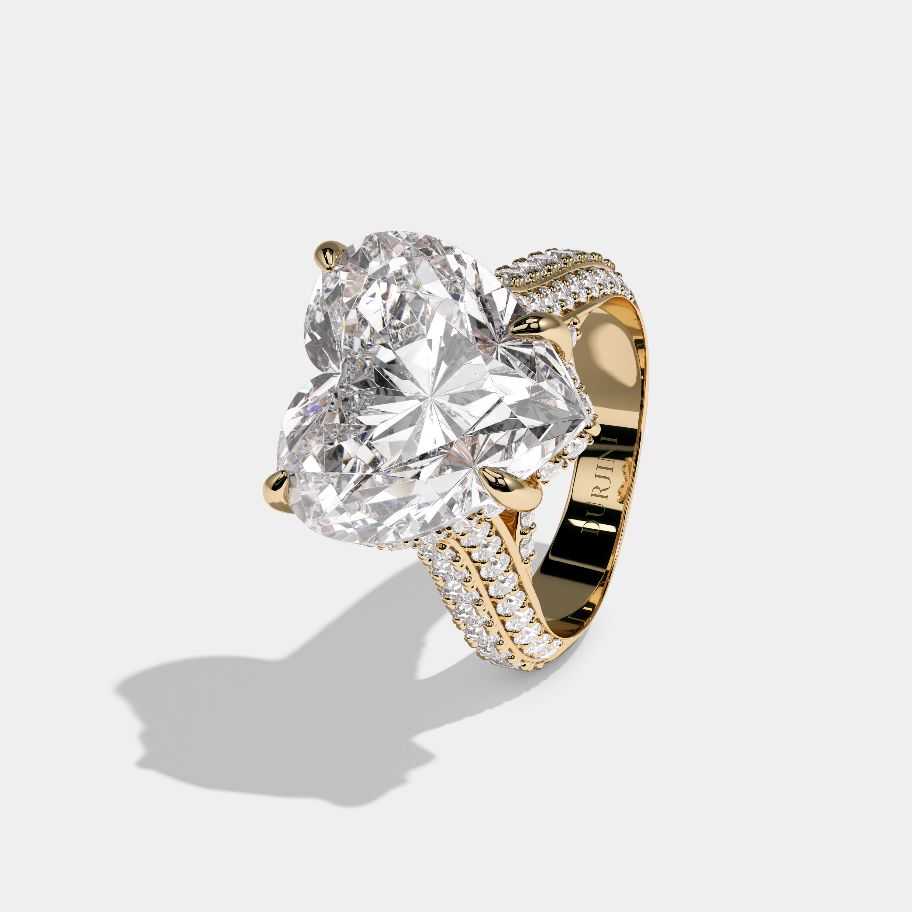 Charlotte Heart Cut Diamond Halo Engagement Ring 10ct 18K Yellow Gold