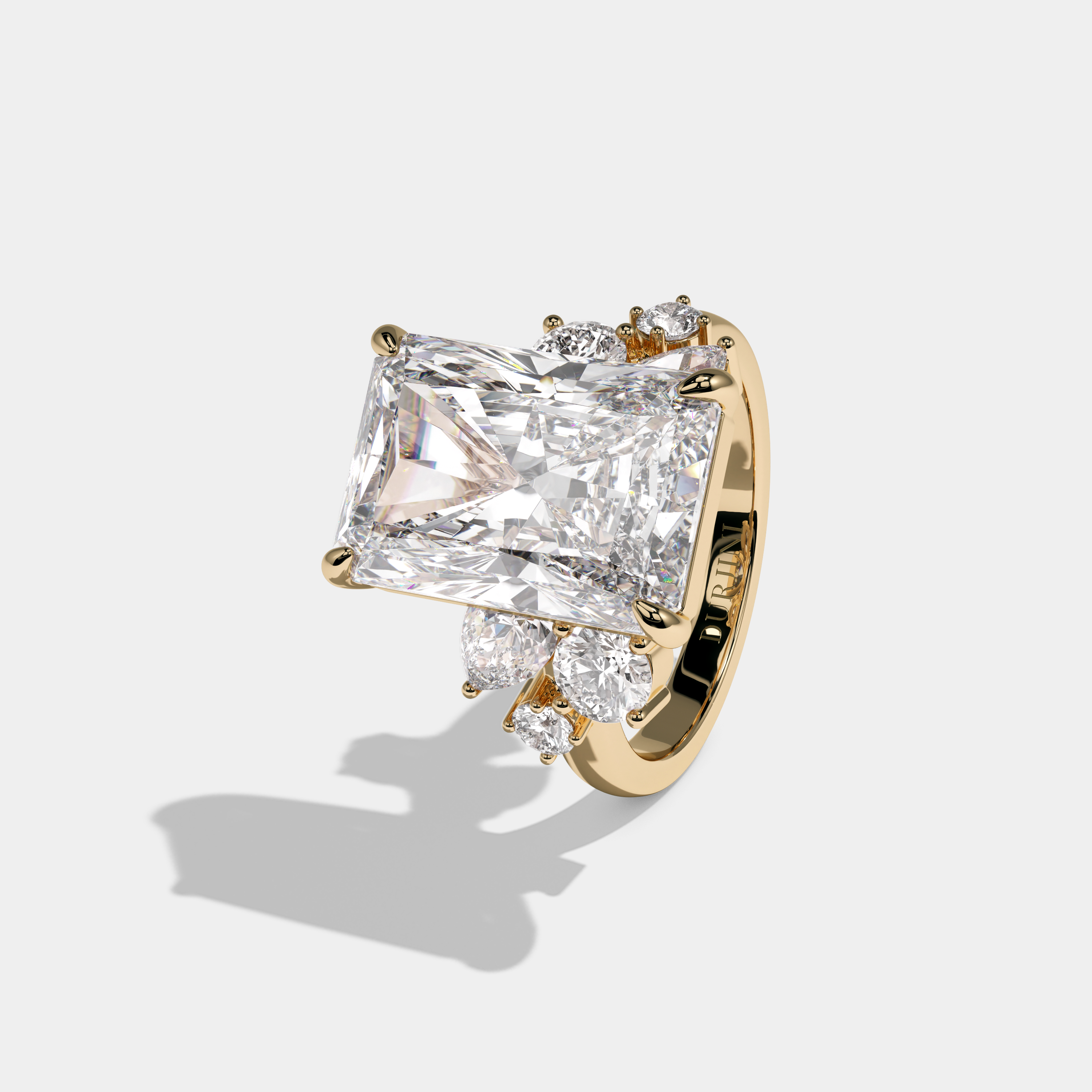 Victoria Radiant Cut Diamond Engagement Ring 8.5ct 18K Yellow Gold