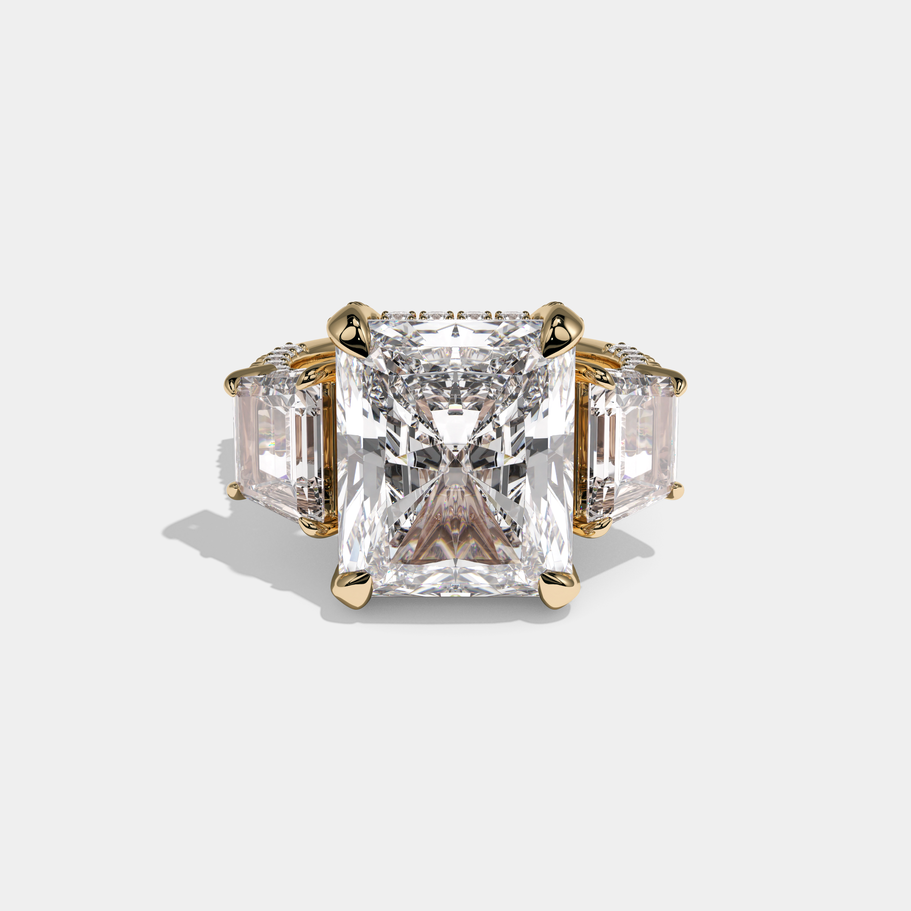 Victoria Radiant Cut Diamond Engagement Ring 12ct 18K Yellow Gold