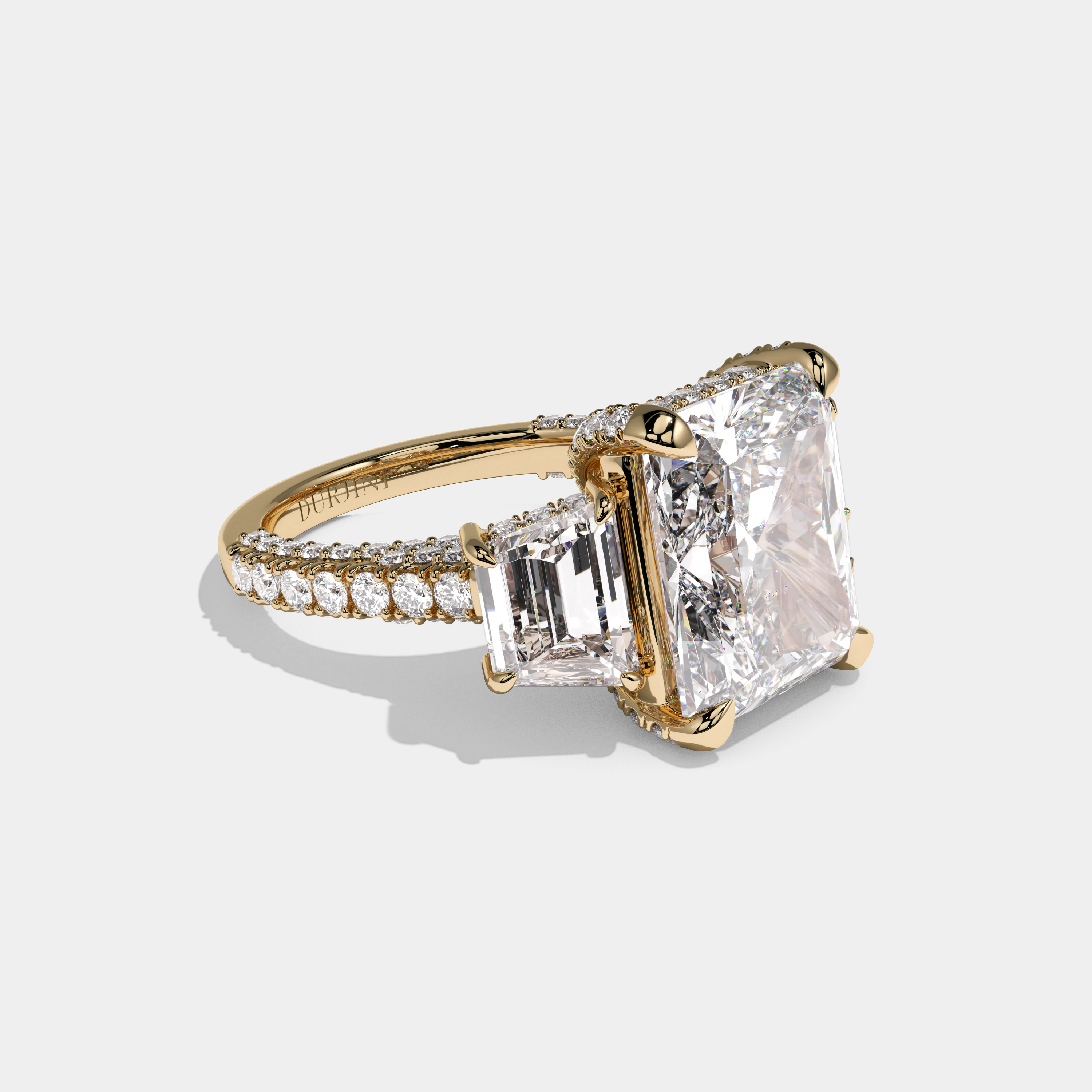 Victoria Radiant Cut Diamond Engagement Ring 12ct 18K Yellow Gold